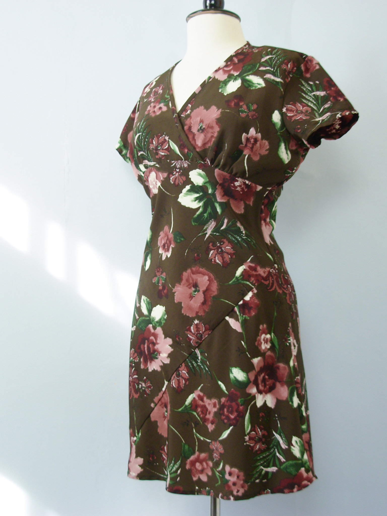90's brown floral mini dress, women's size medium