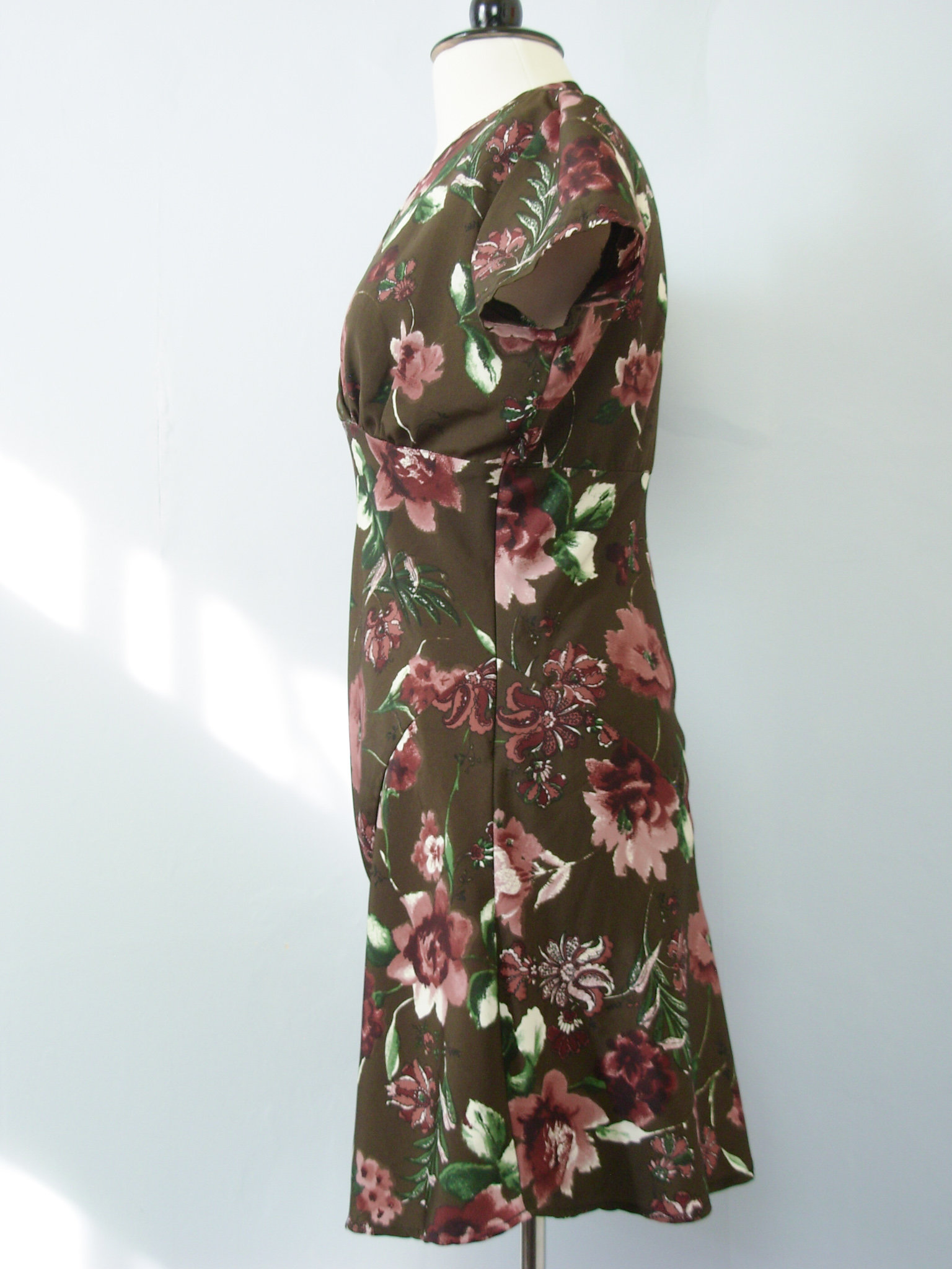 90's brown floral mini dress, women's size medium