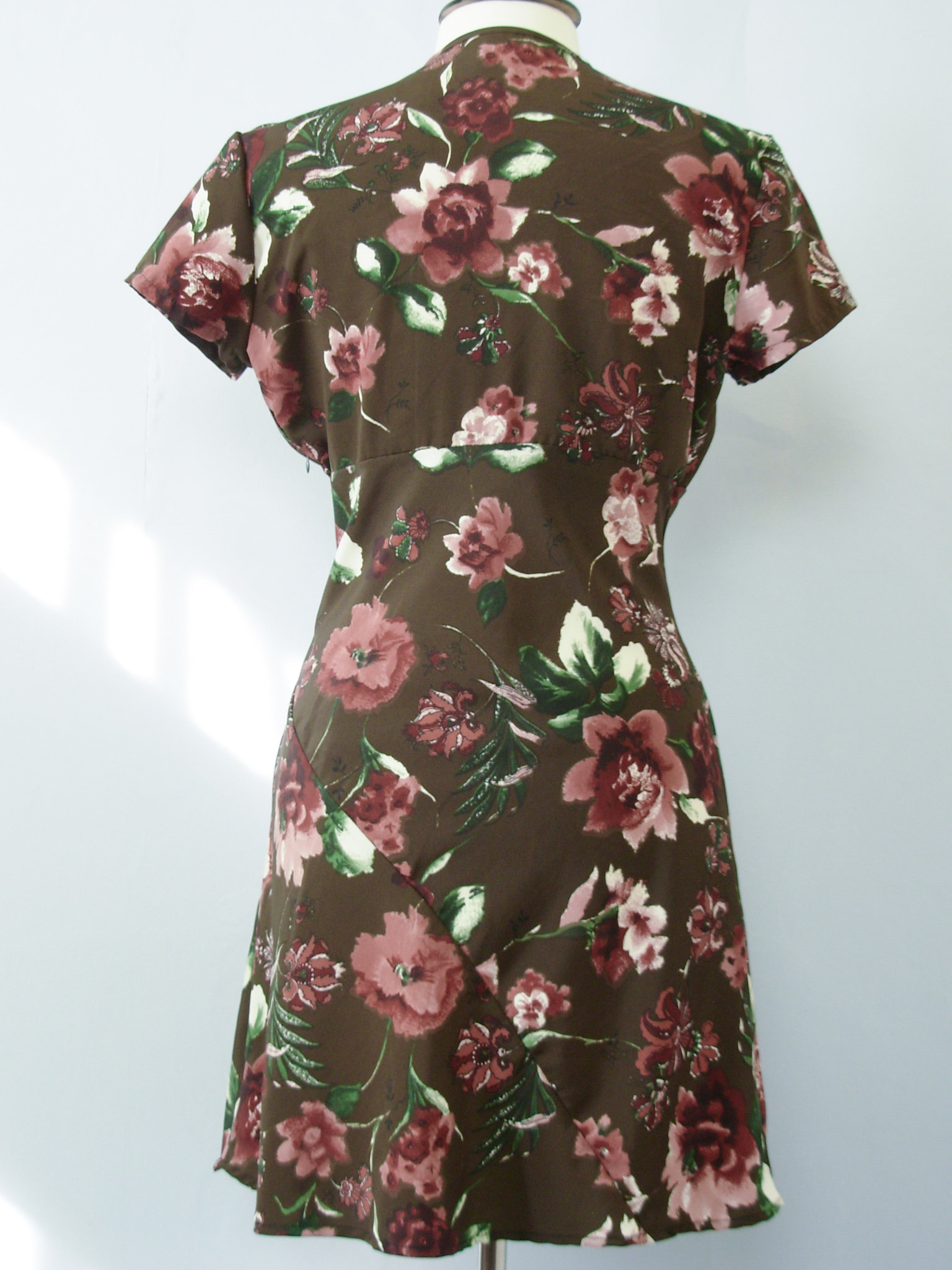 90's brown floral mini dress, women's size medium