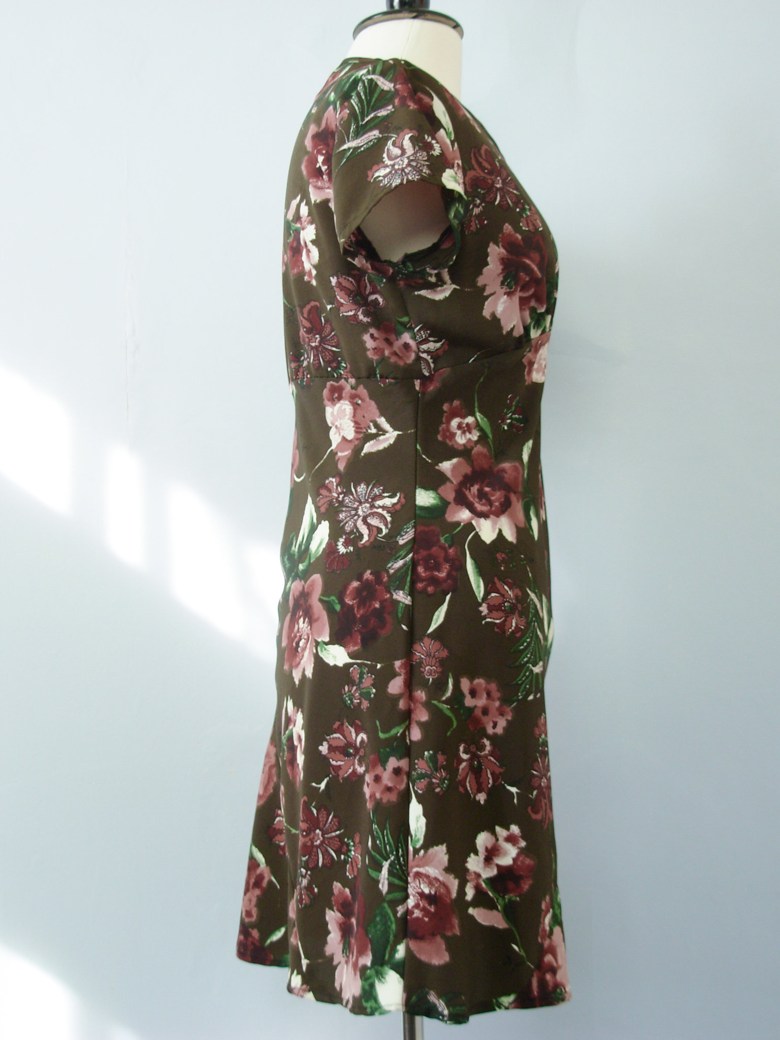 90's brown floral mini dress, women's size medium