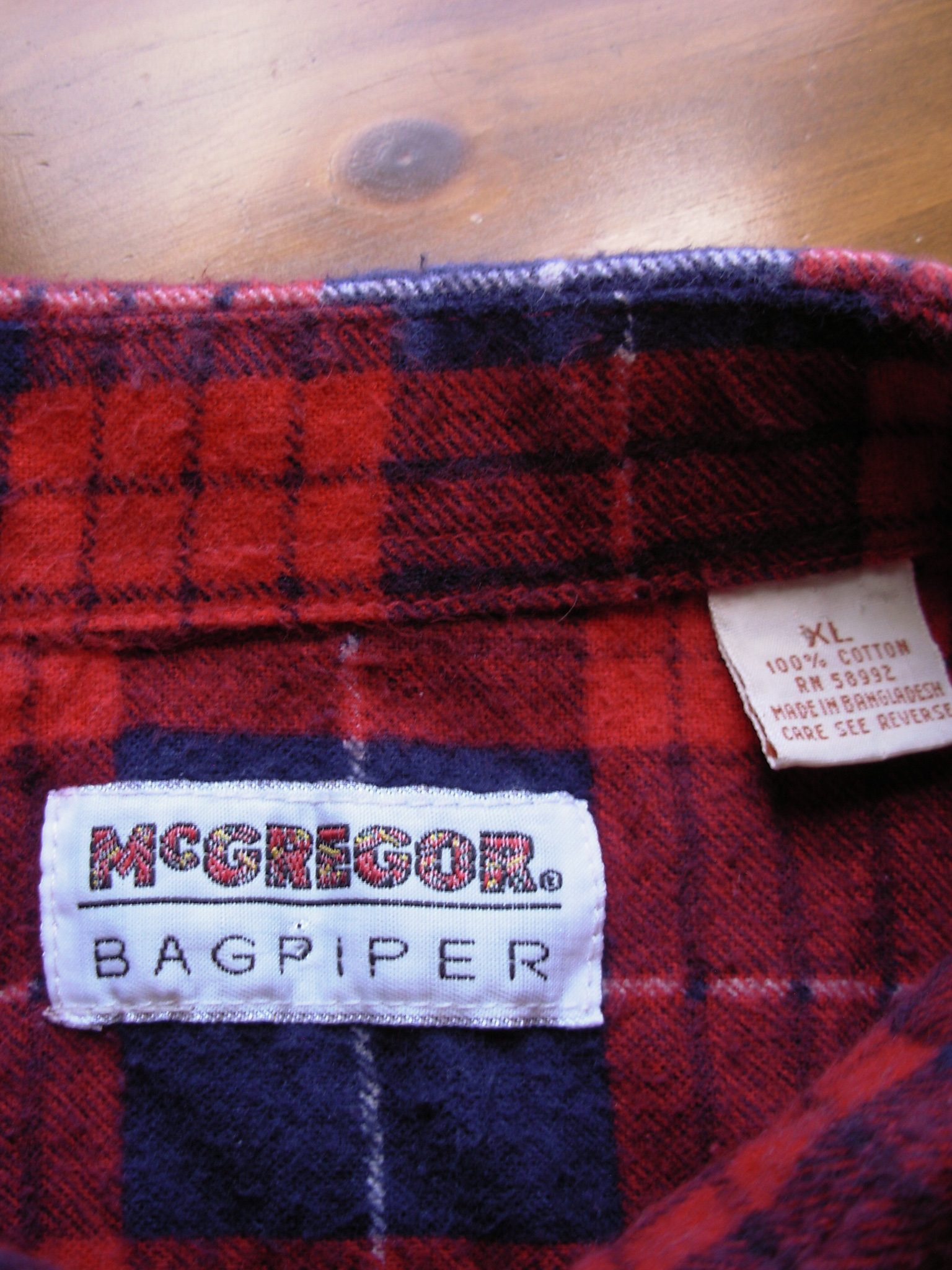 80's red plaid flannel button up shirt, men's XL