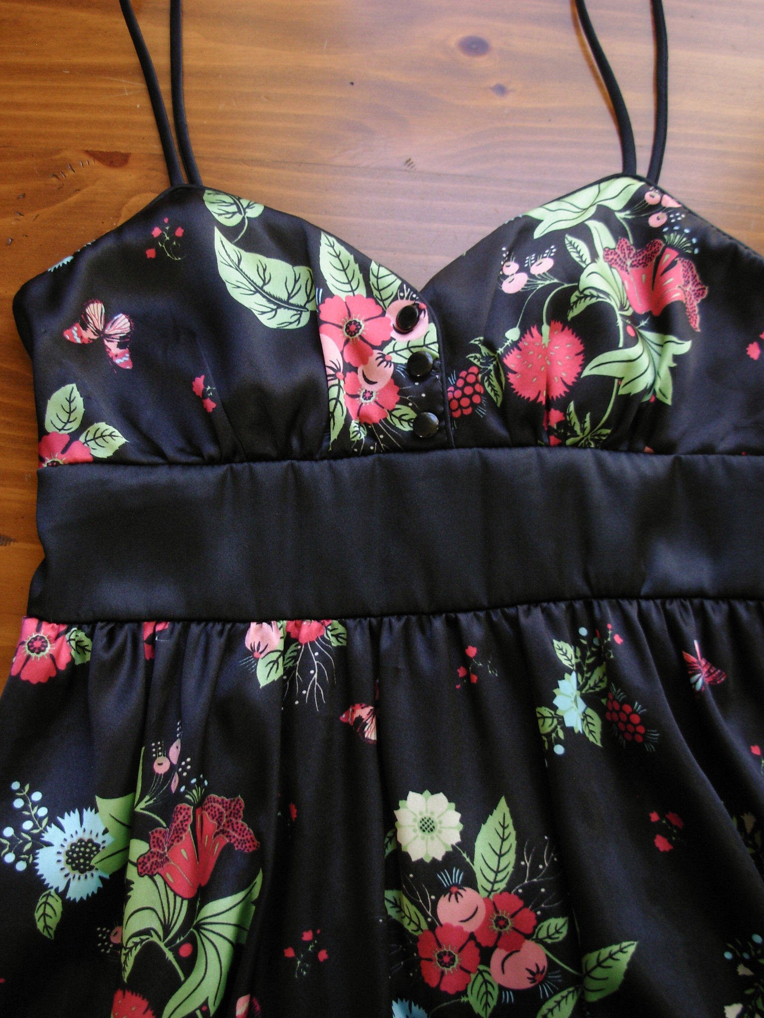 Y2K black floral babydoll mini dress, women's small / xs