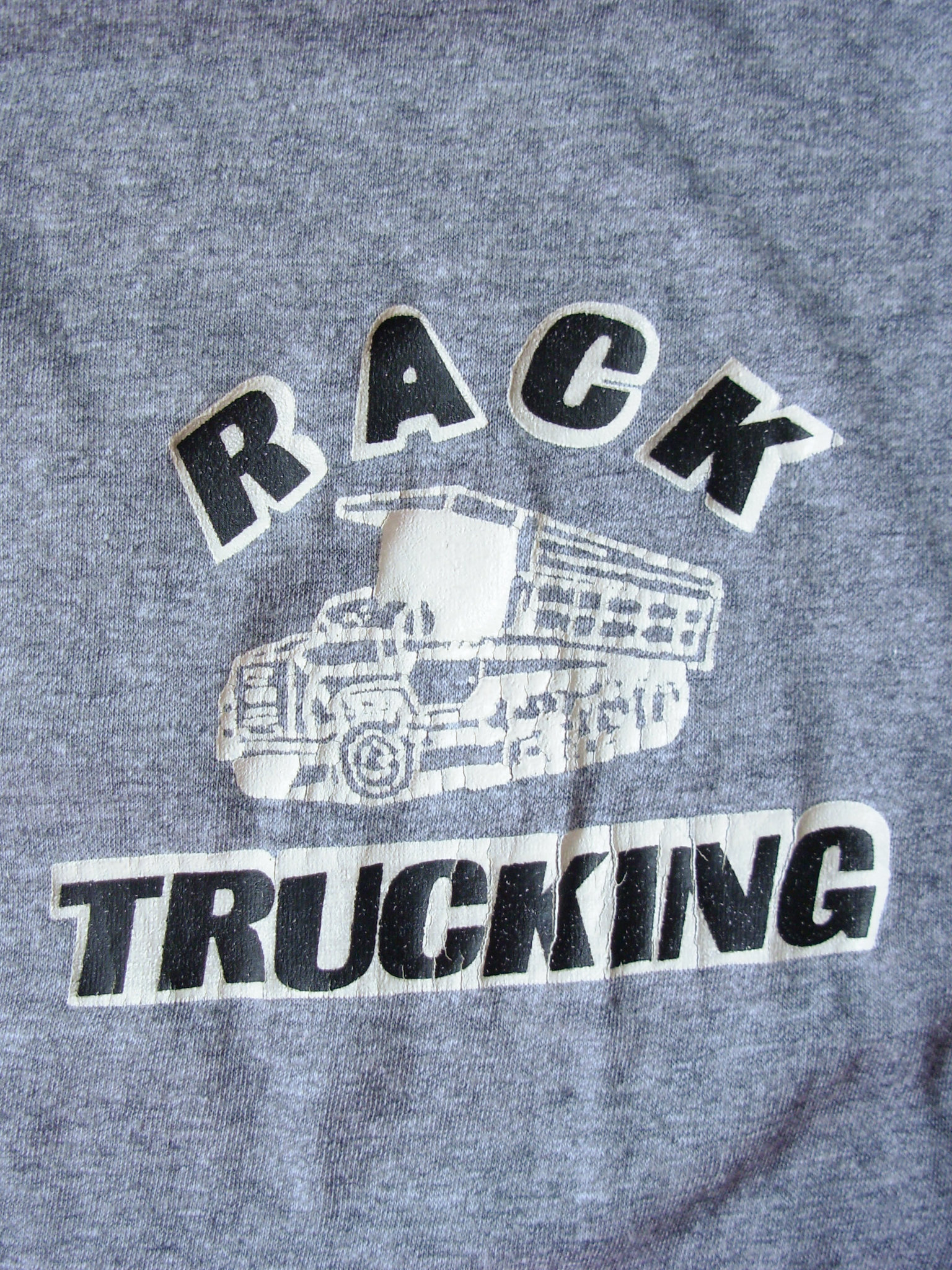 80's Rack Trucking grey henley graphic tee shirt, men's size medium