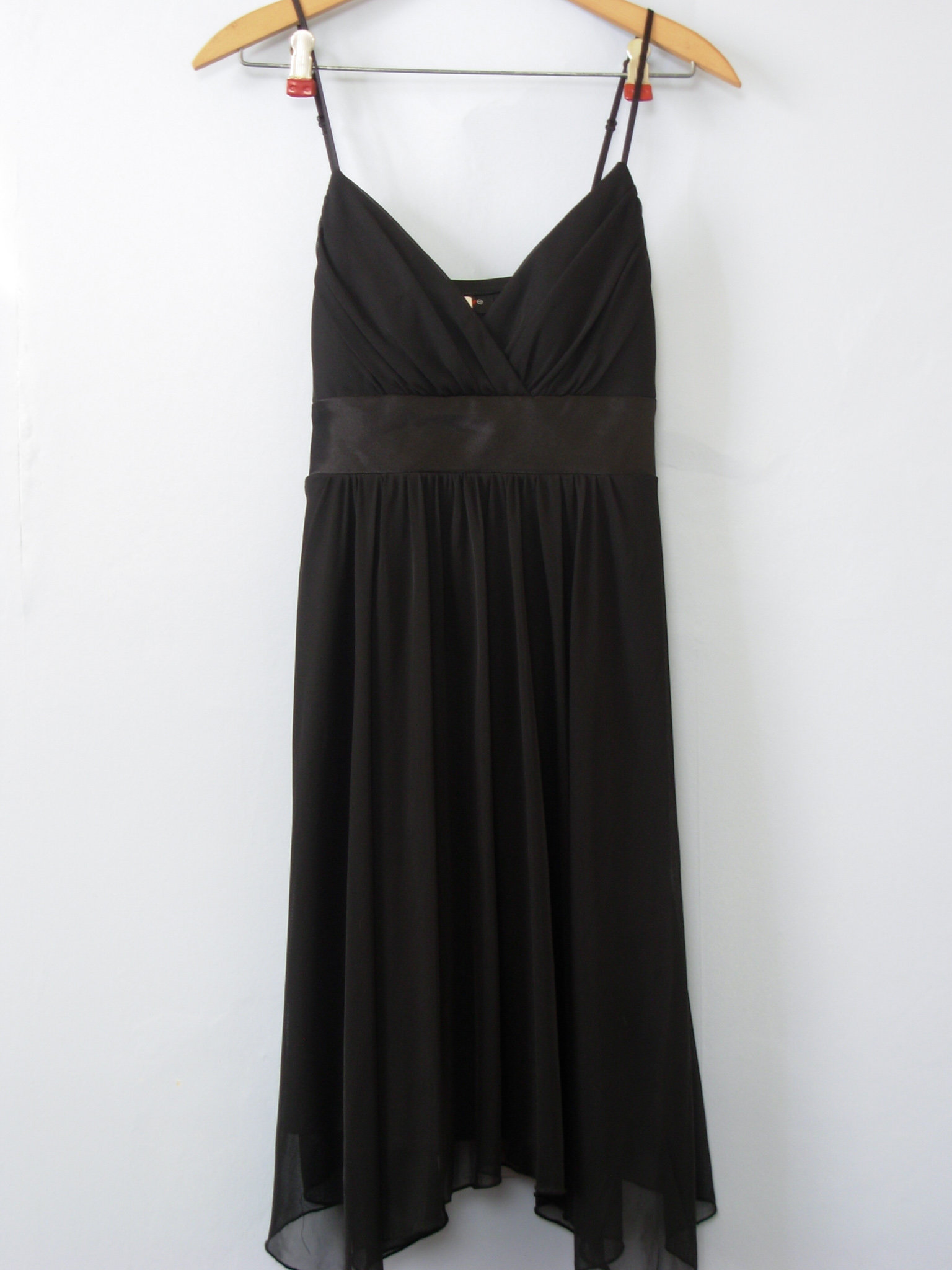 Y2K black babydoll mini dress with handkerchief hem, women's medium / small