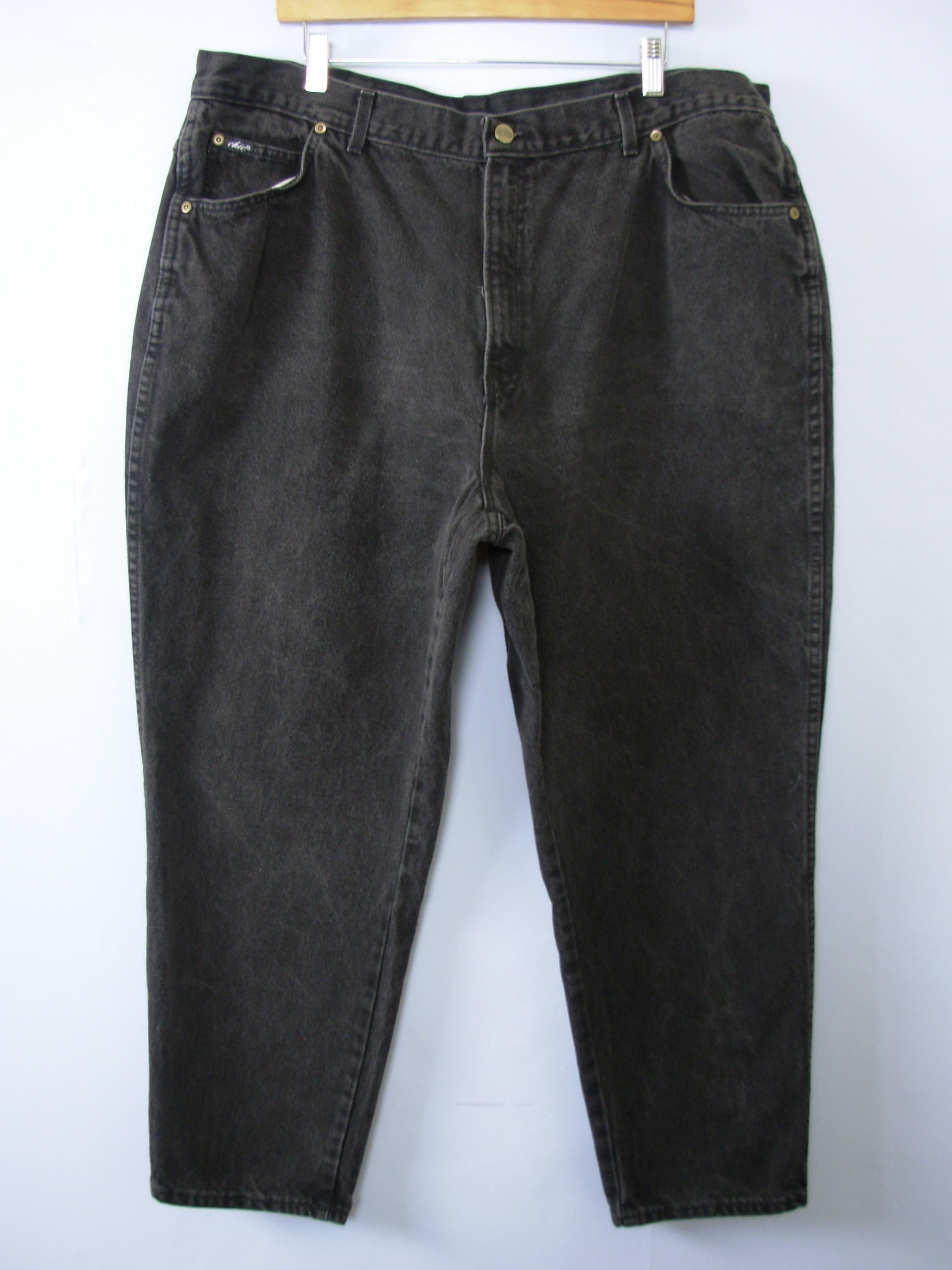 Vintage 80's Chic black denim high waisted mom jeans, tapered leg, women's size 26 / 24