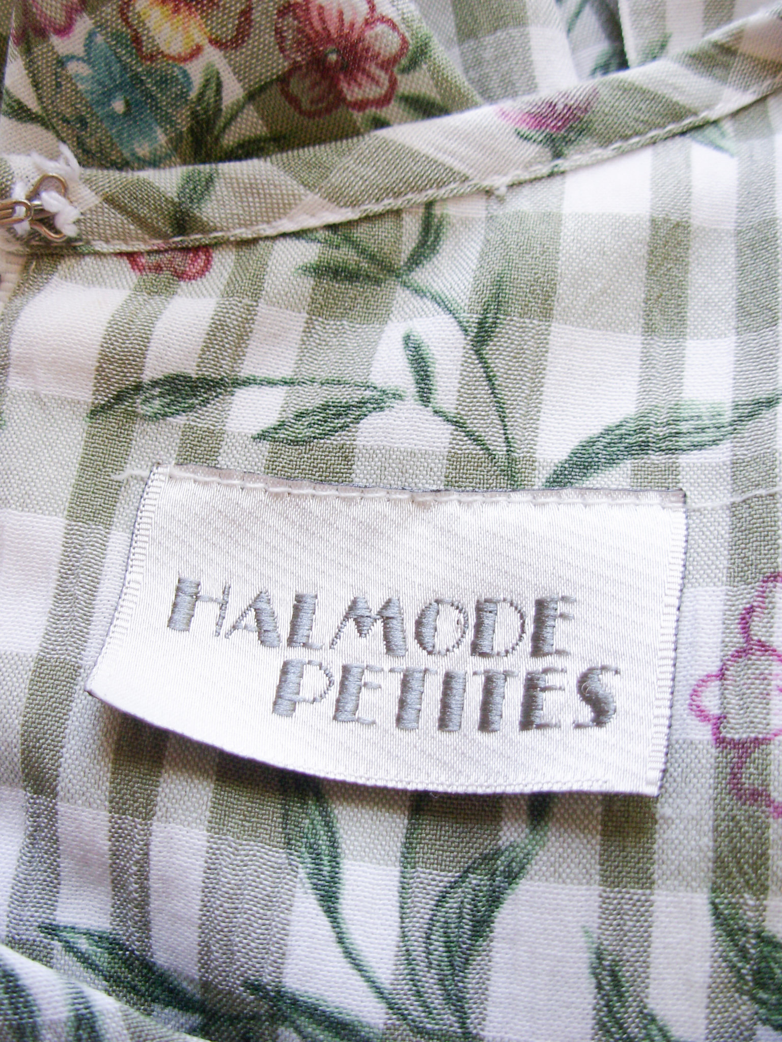 90's floral green plaid dress, women's size medium