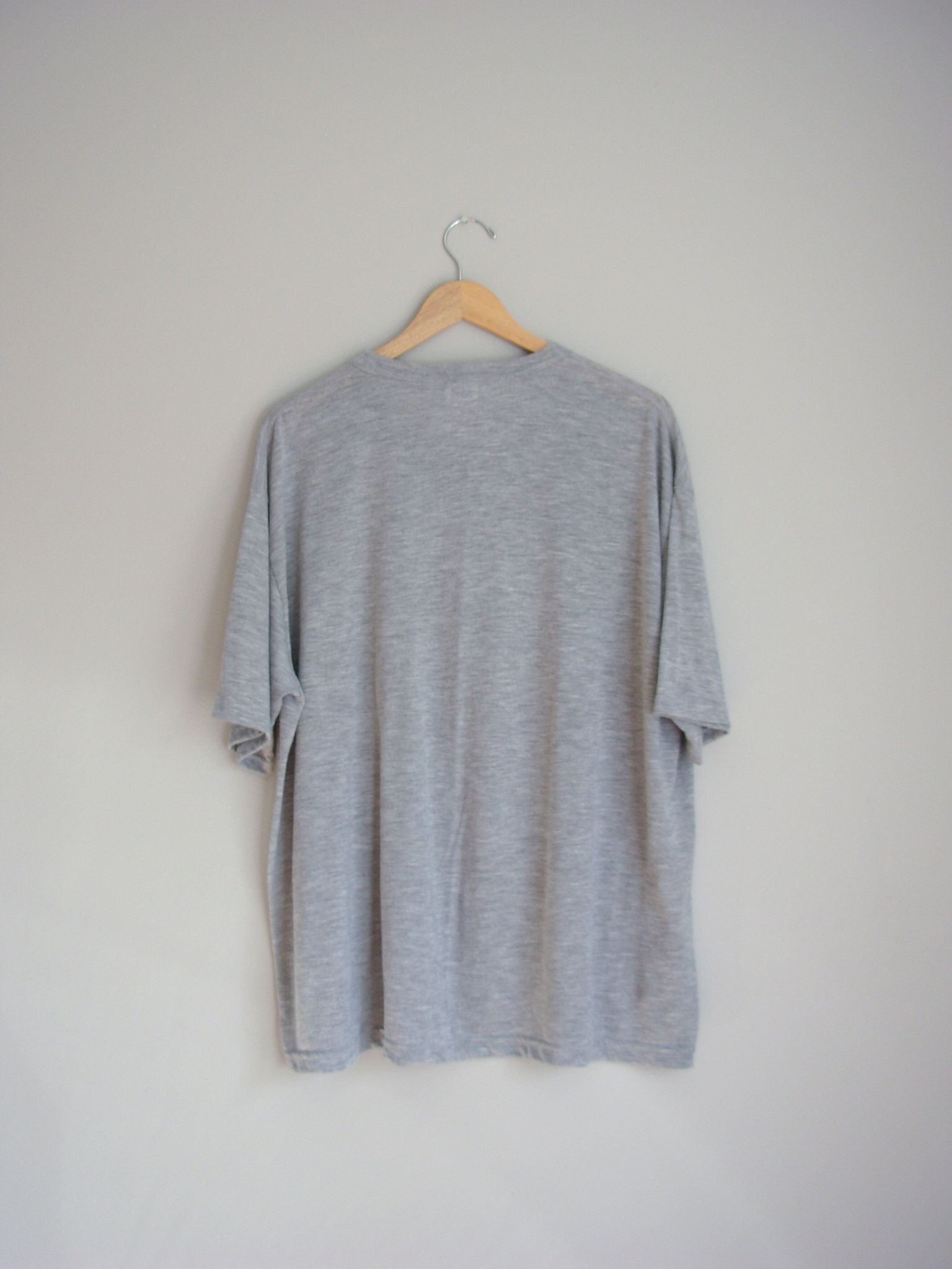 80's thin plain grey pocket tee shirt, men's size 2XL