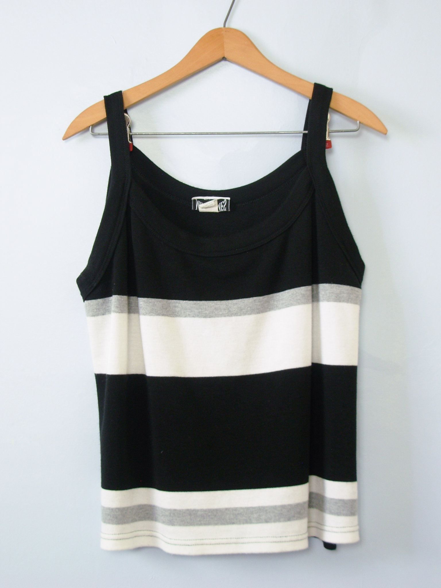 90's black and white striped tank top, women's size 2XL