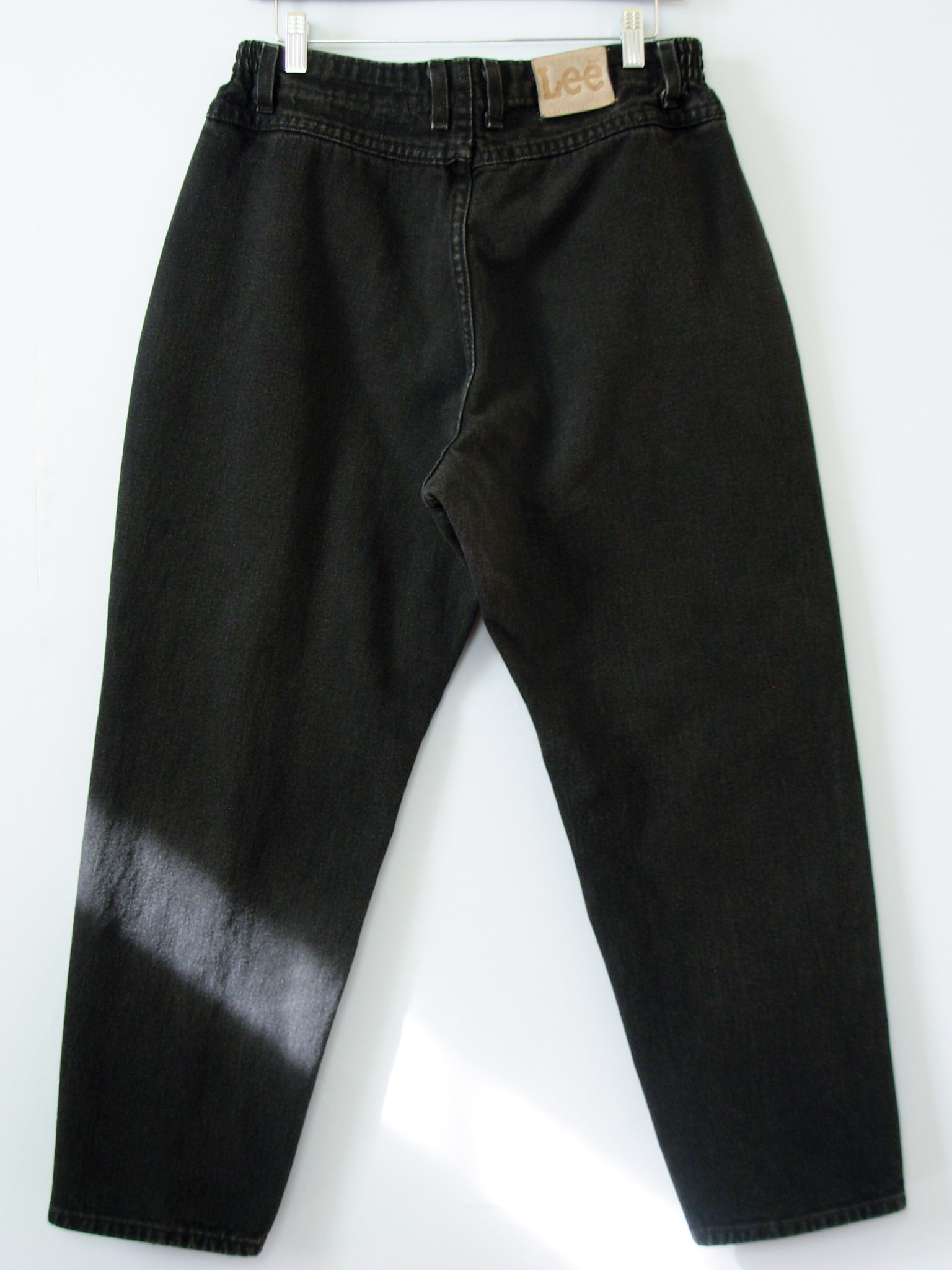 80's Lee high waisted black jeans with elastic waist, women's size 12 / 14