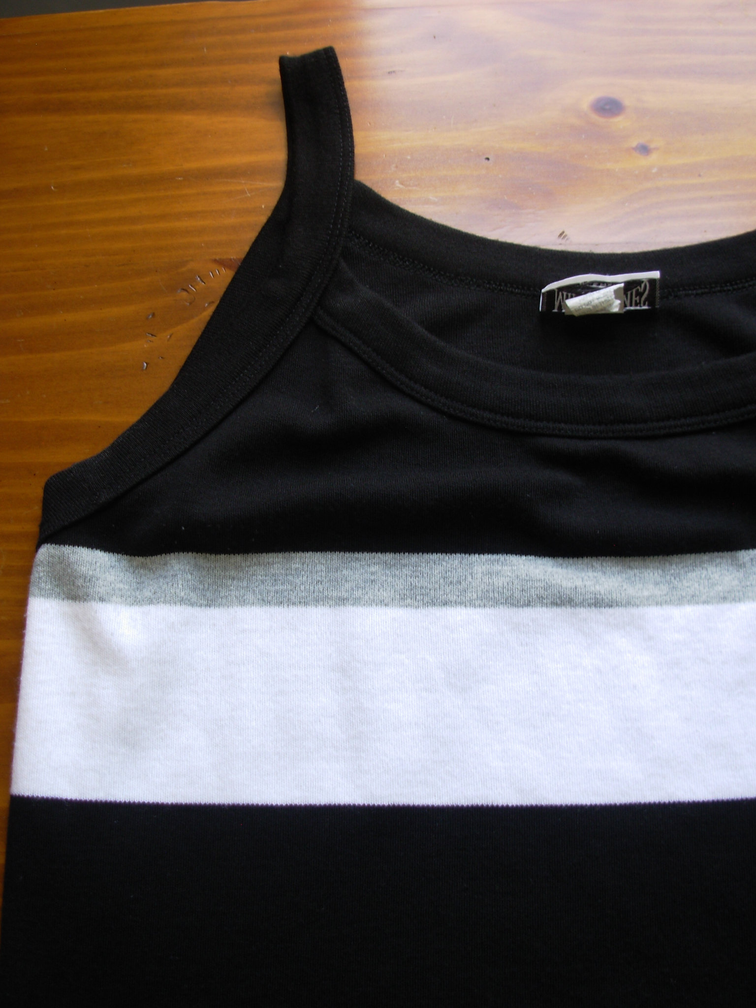 90's black and white striped tank top, women's size 2XL