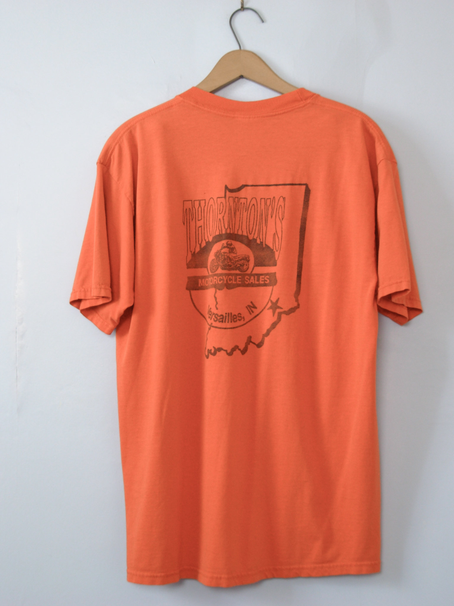 90's distressed Thornton's Indiana motorcycle tee shirt, men's size large