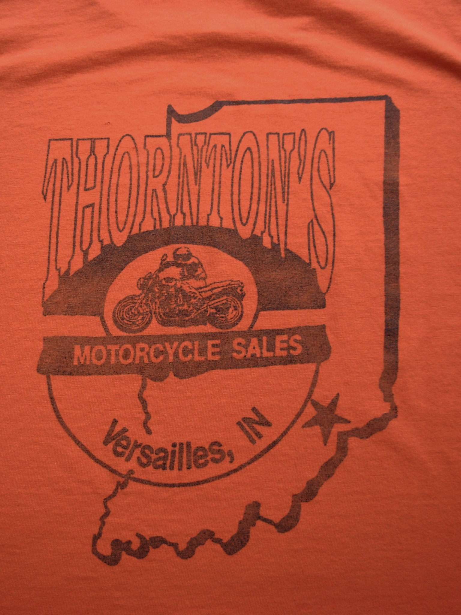 90's distressed Thornton's Indiana motorcycle tee shirt, men's size large