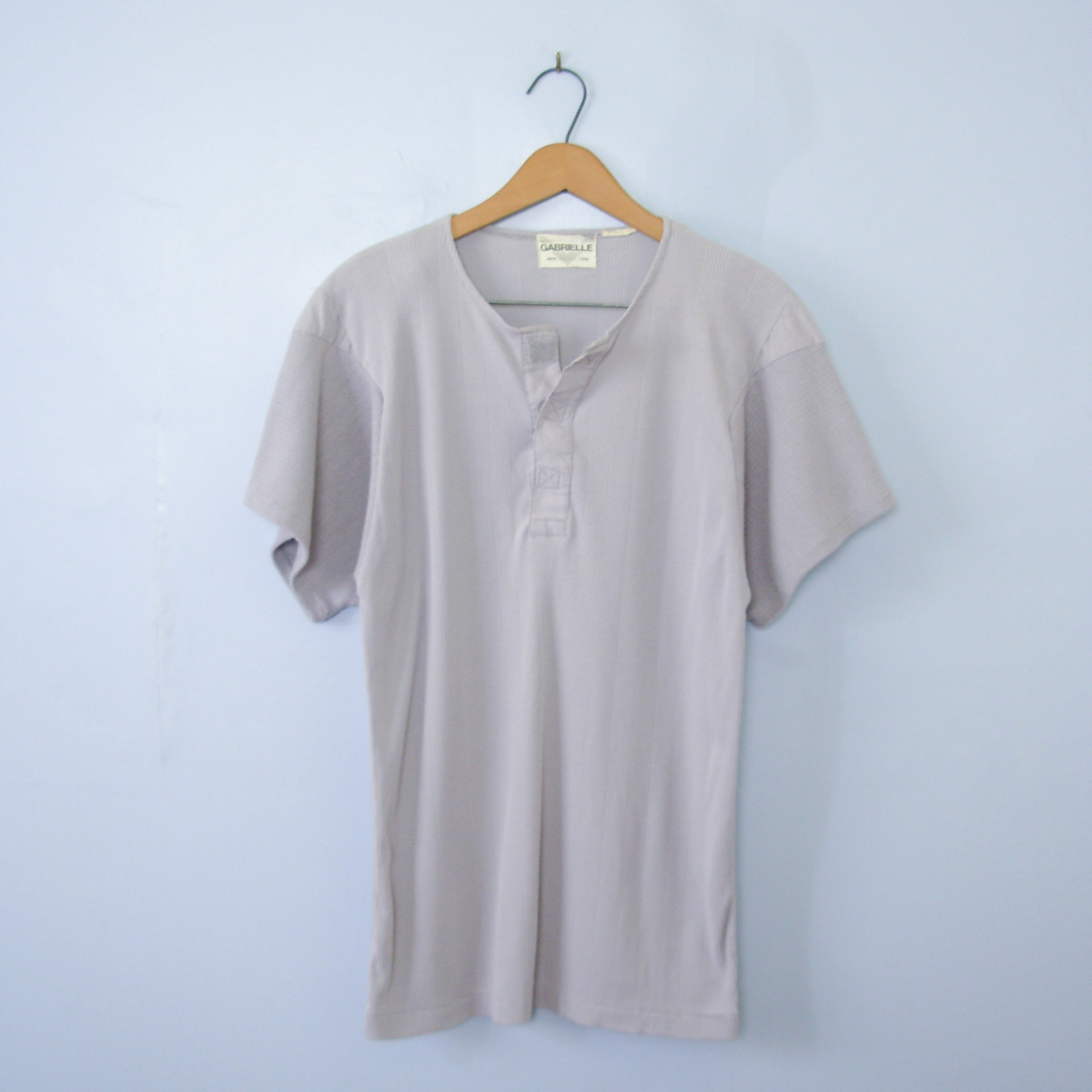 Vintage 80's grey henley tee shirt, men's size medium