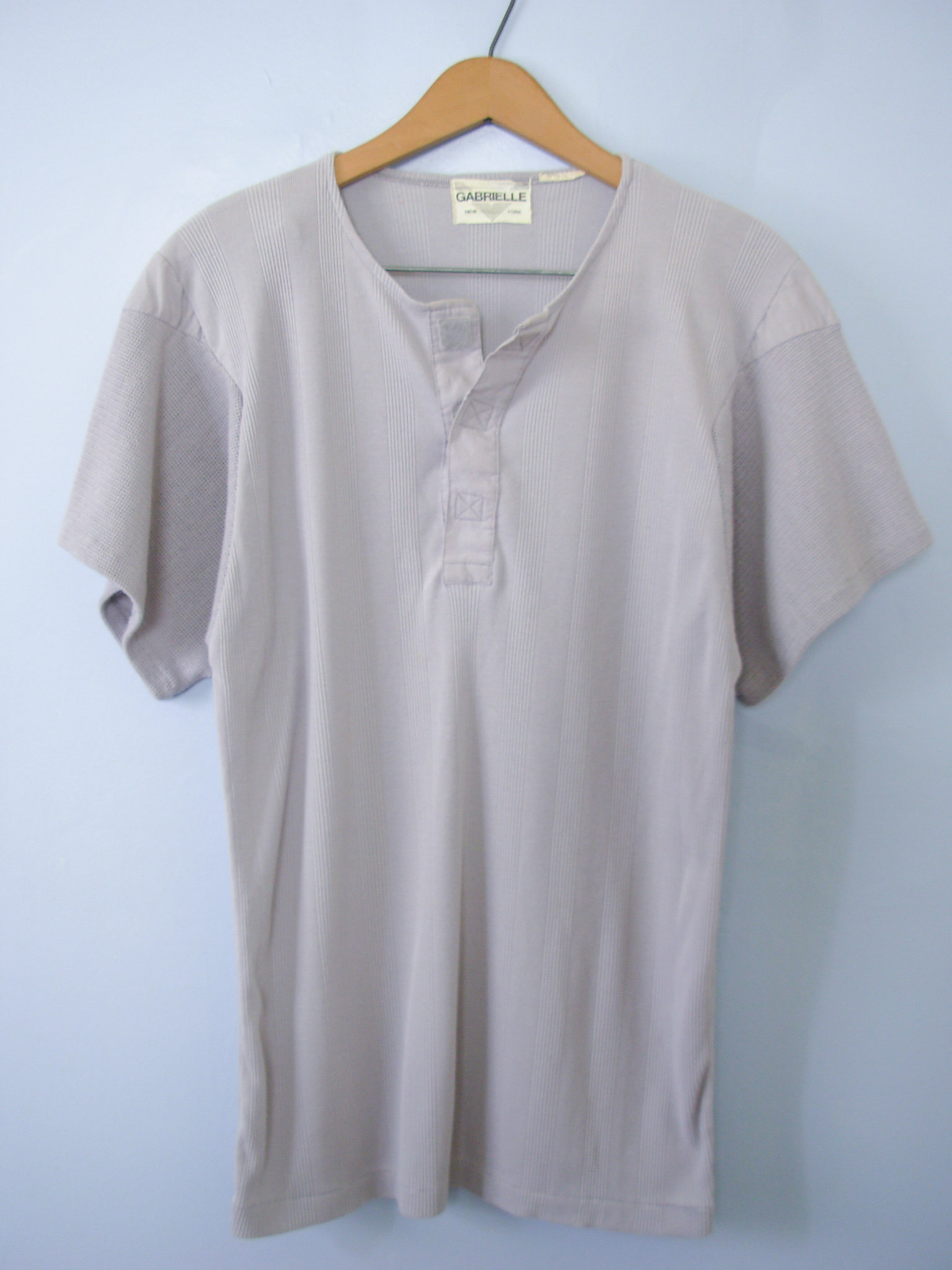 Vintage 80's grey henley tee shirt, men's size medium