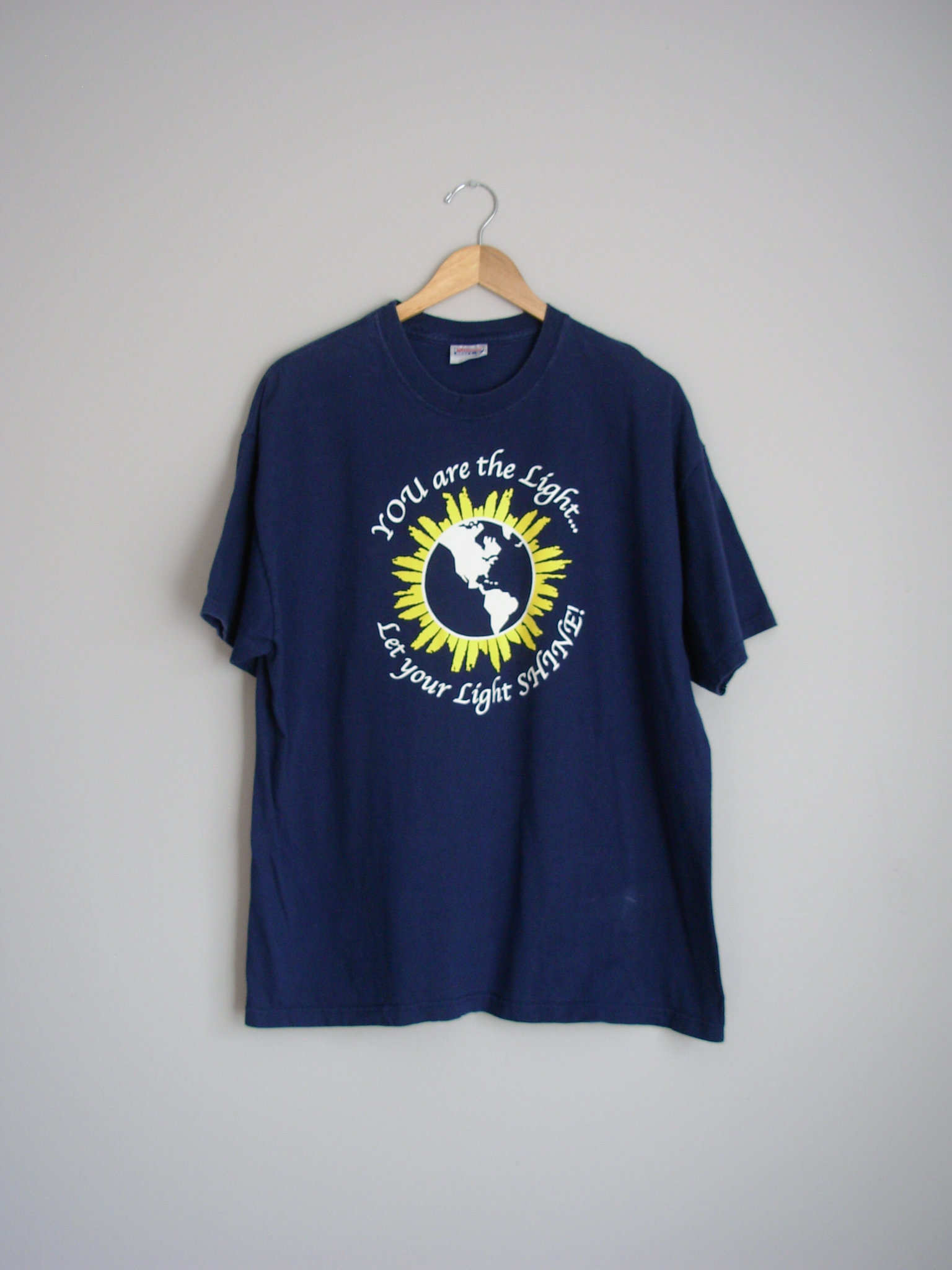 90's let your light shine graphic tee shirt, men's size XL