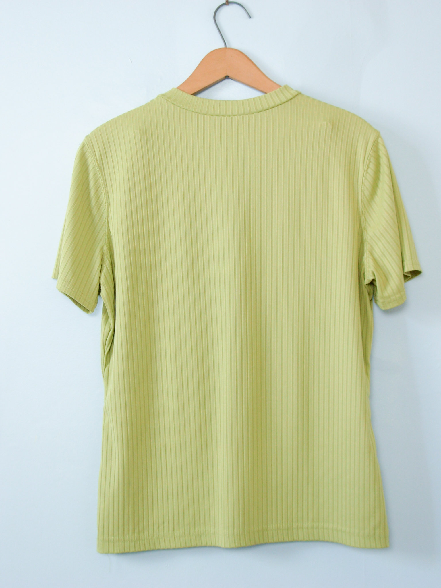 90's NY and CO celery green ribbed knit shirt, women's size medium