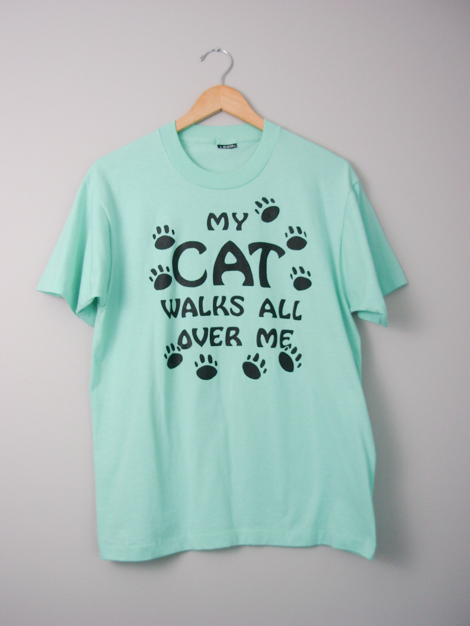 70's My Cat Walks All Over Me tee shirt, size large