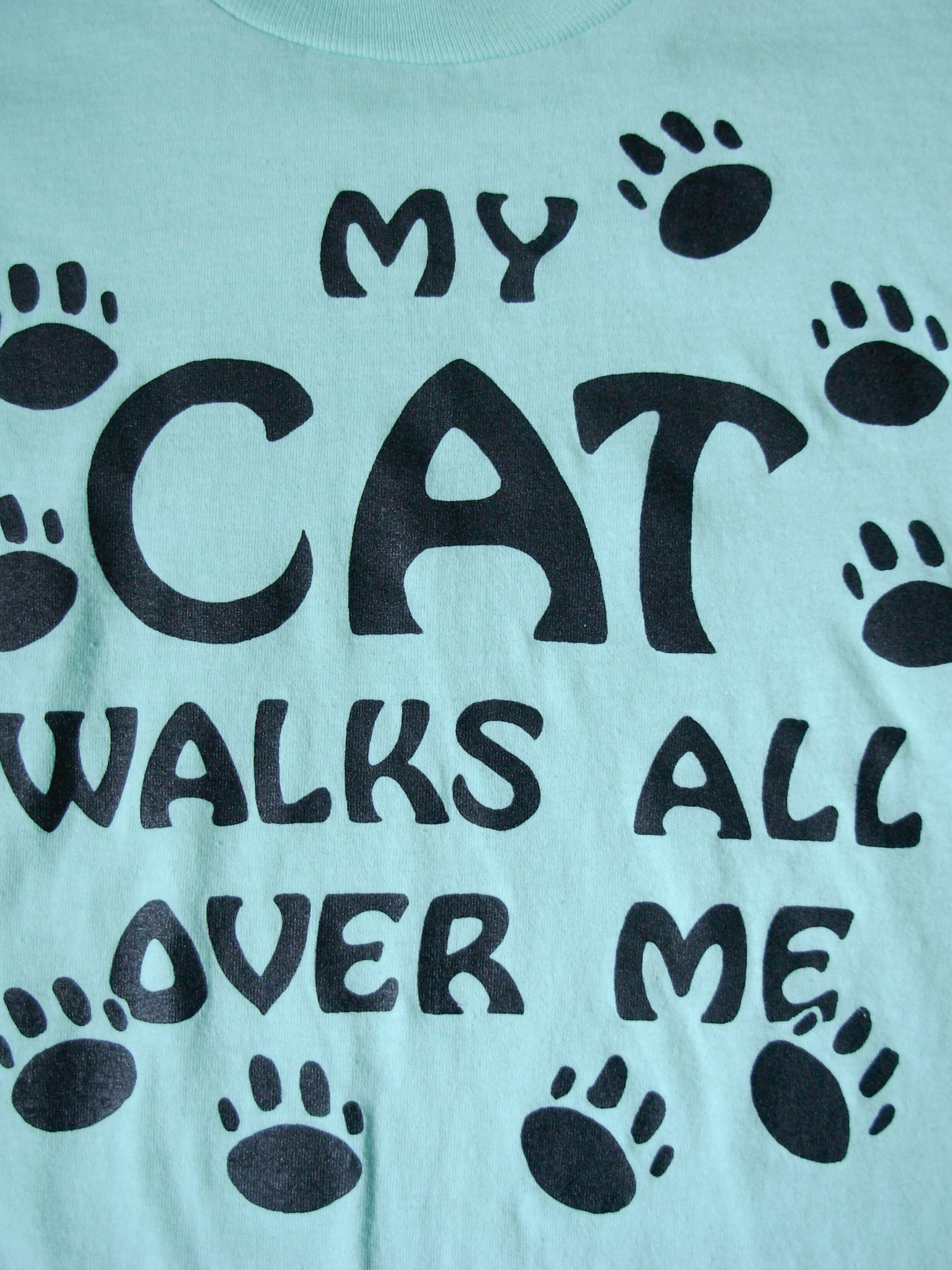 70's My Cat Walks All Over Me tee shirt, size large