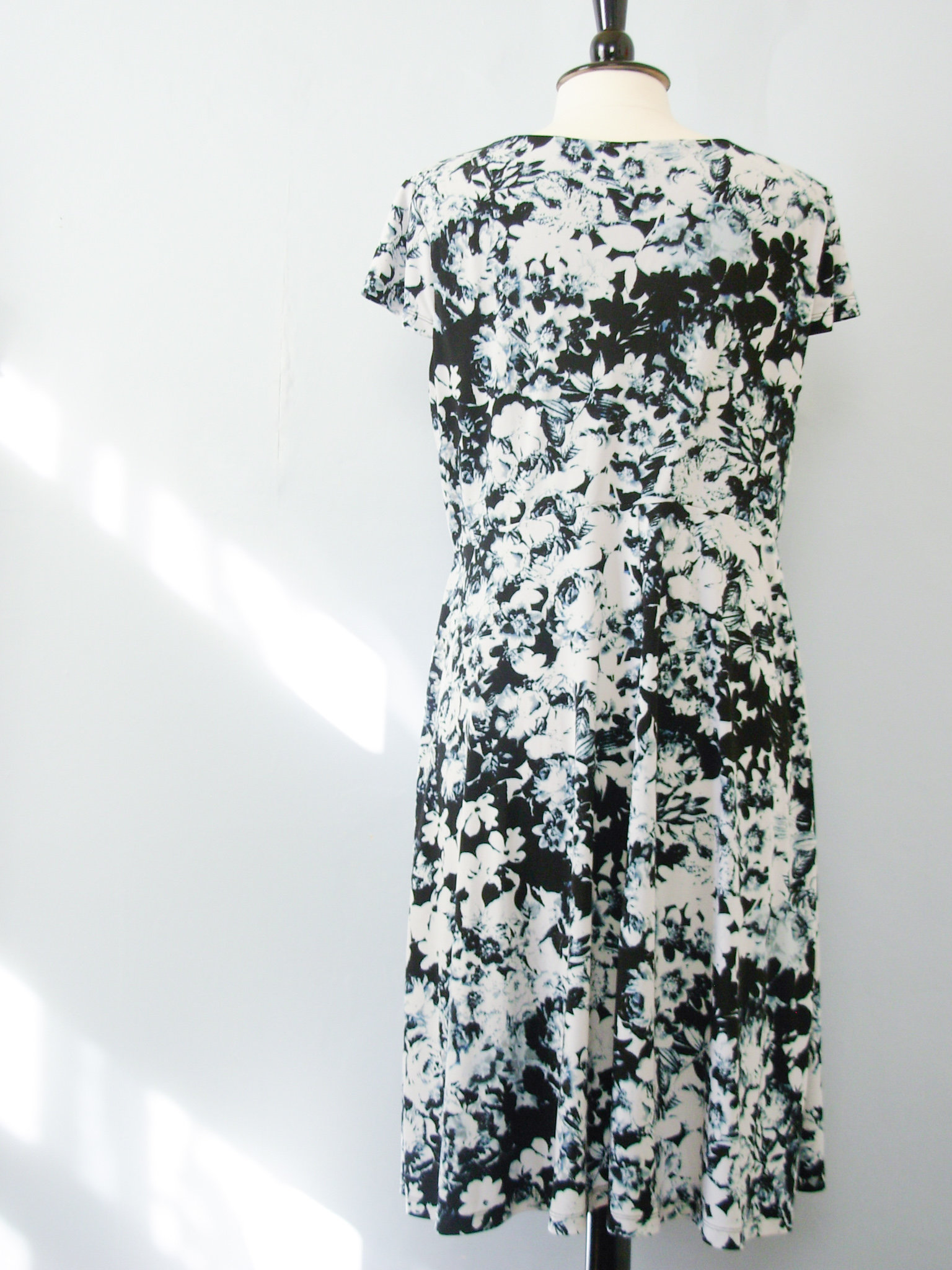 Y2K black and white cyber floral dress, women's size XL