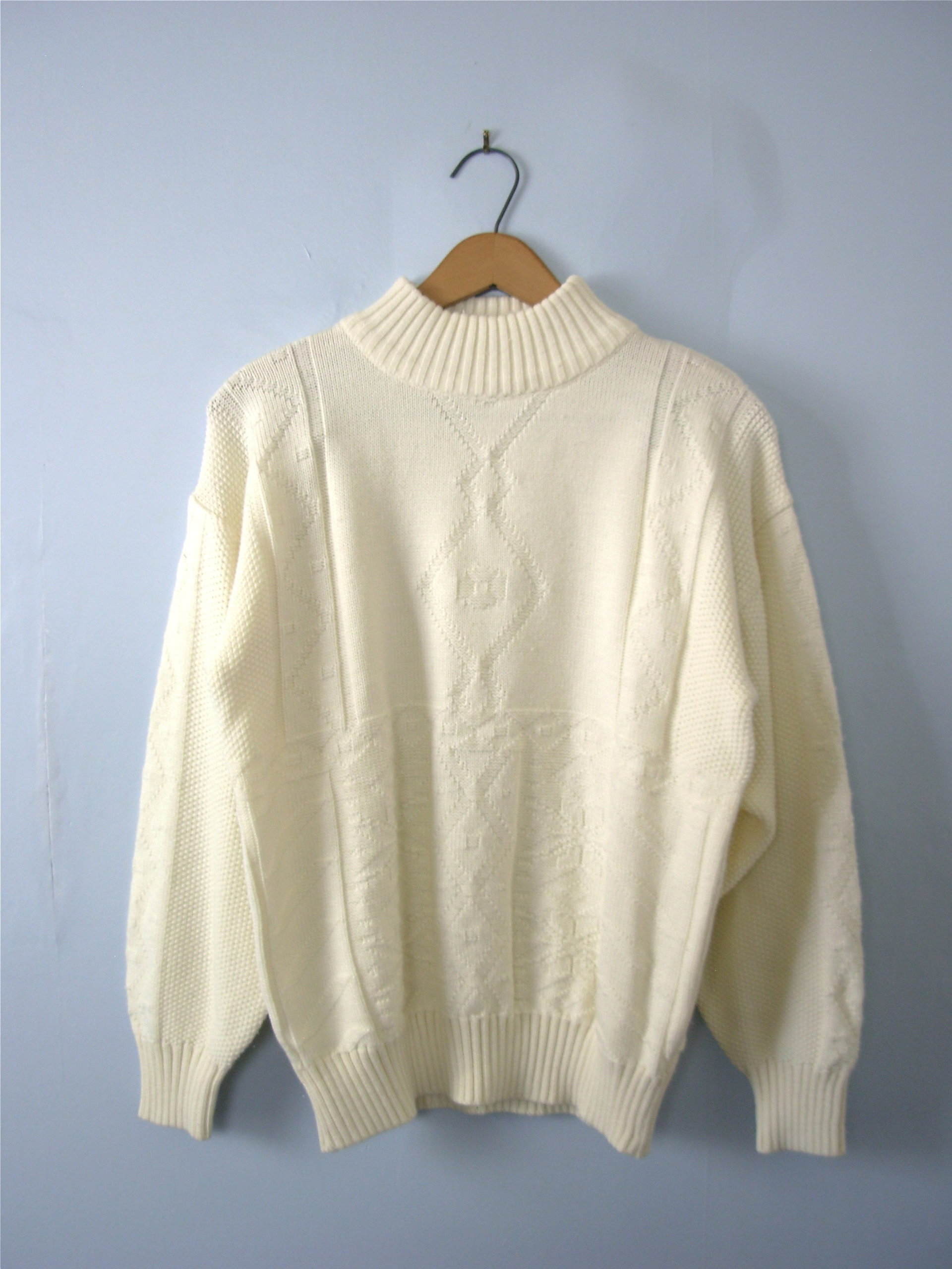 Vintage 80's off white wool sweater, oversized sweater, women's size medium