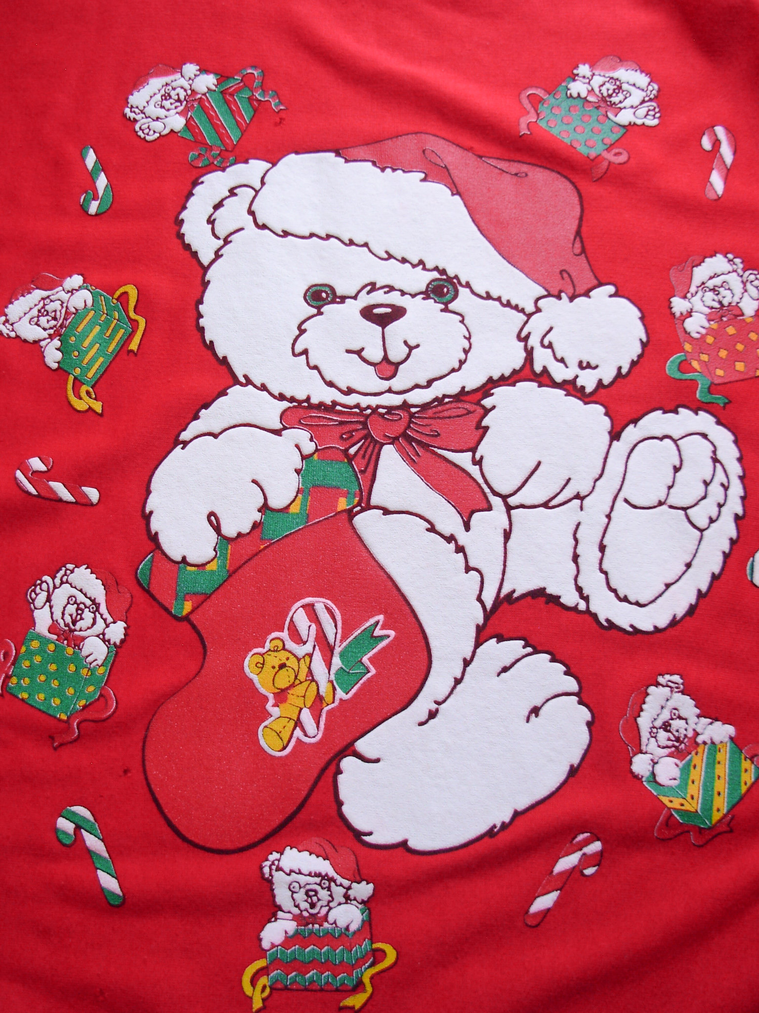 Vintage 80's cute teddy bear christmas sweatshirt, men's small