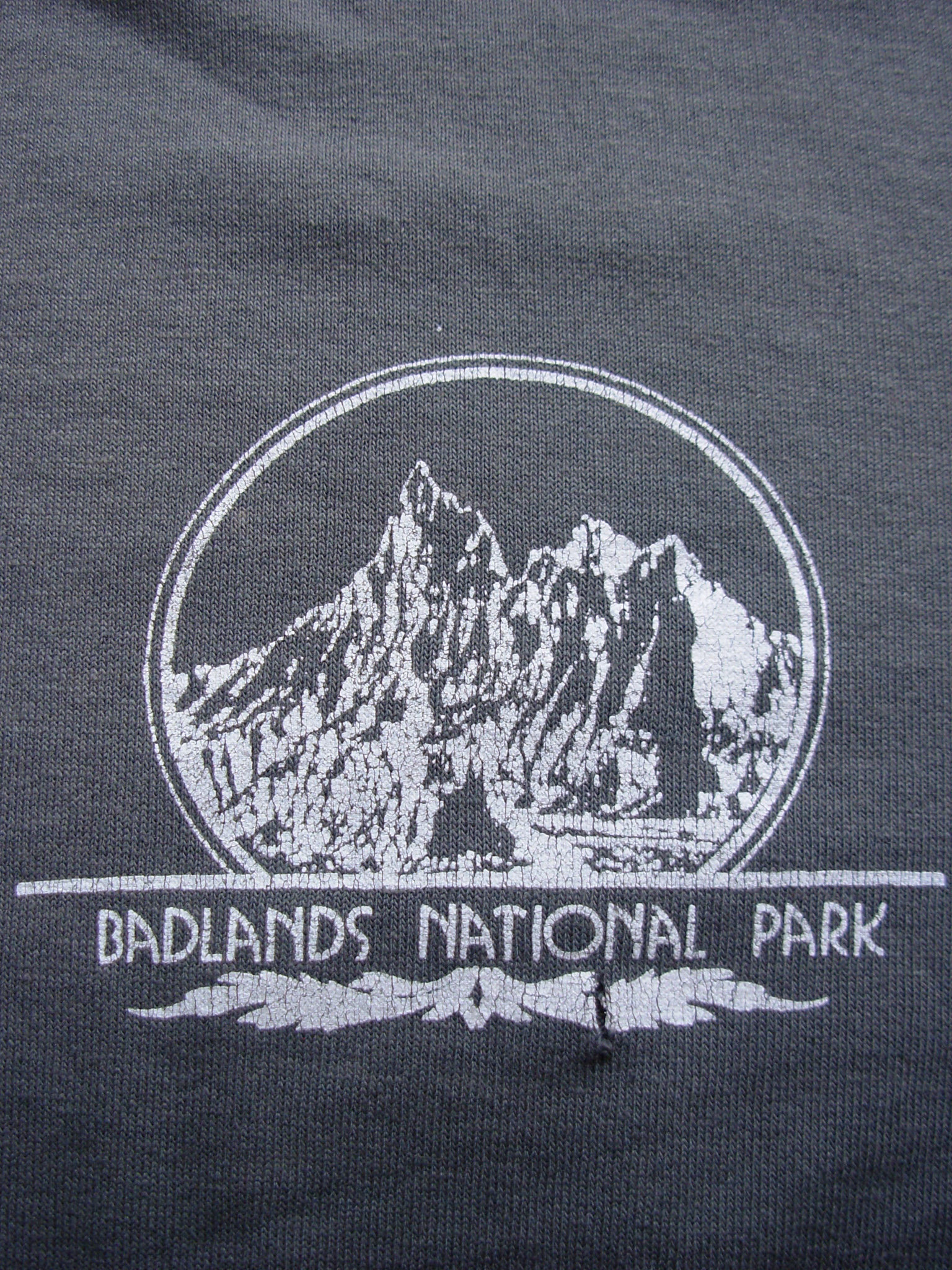 Vintage 80's grey Badlands ringer tee shirt, men's size small