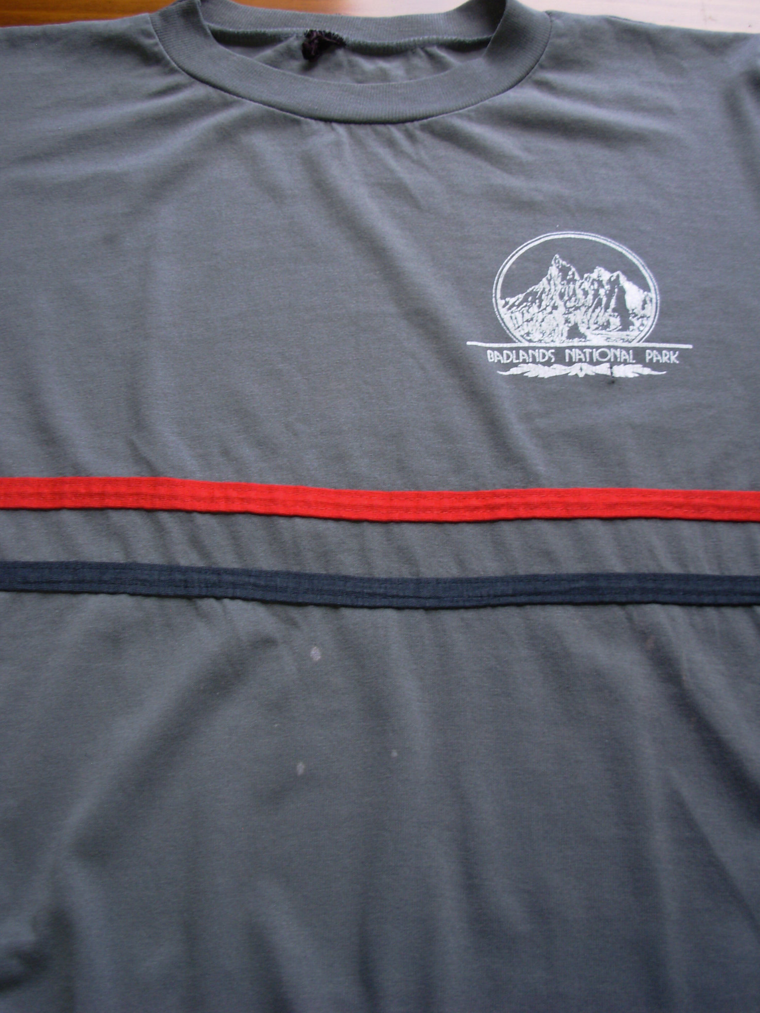 Vintage 80's grey Badlands ringer tee shirt, men's size small