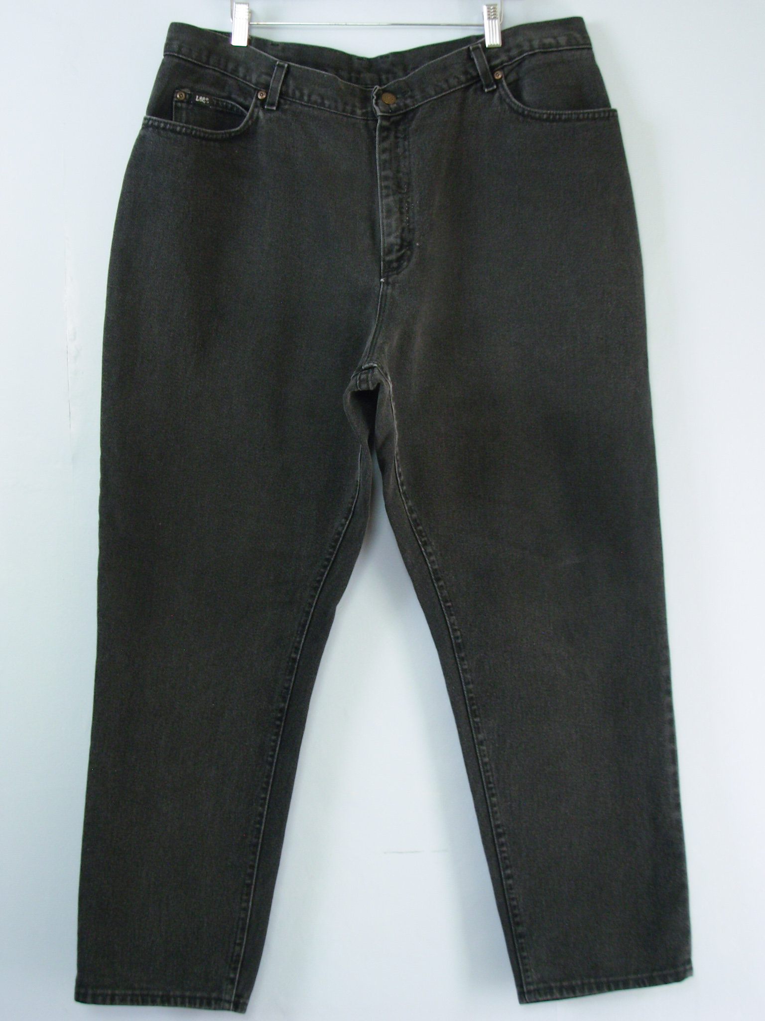 90's Lee black high waisted jeans with tapered leg, women's size 20 / 22