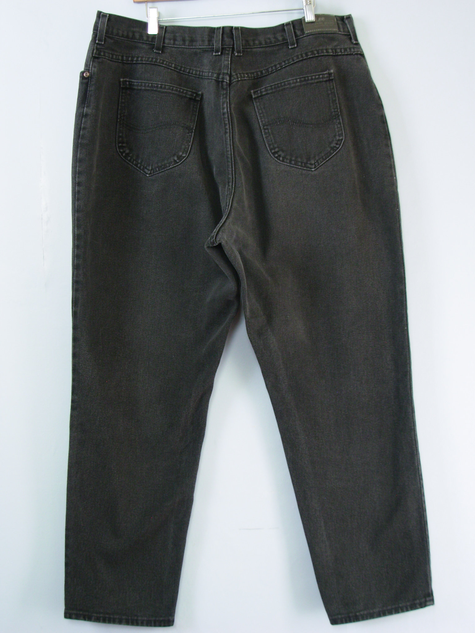 90's Lee black high waisted jeans with tapered leg, women's size 20 / 22