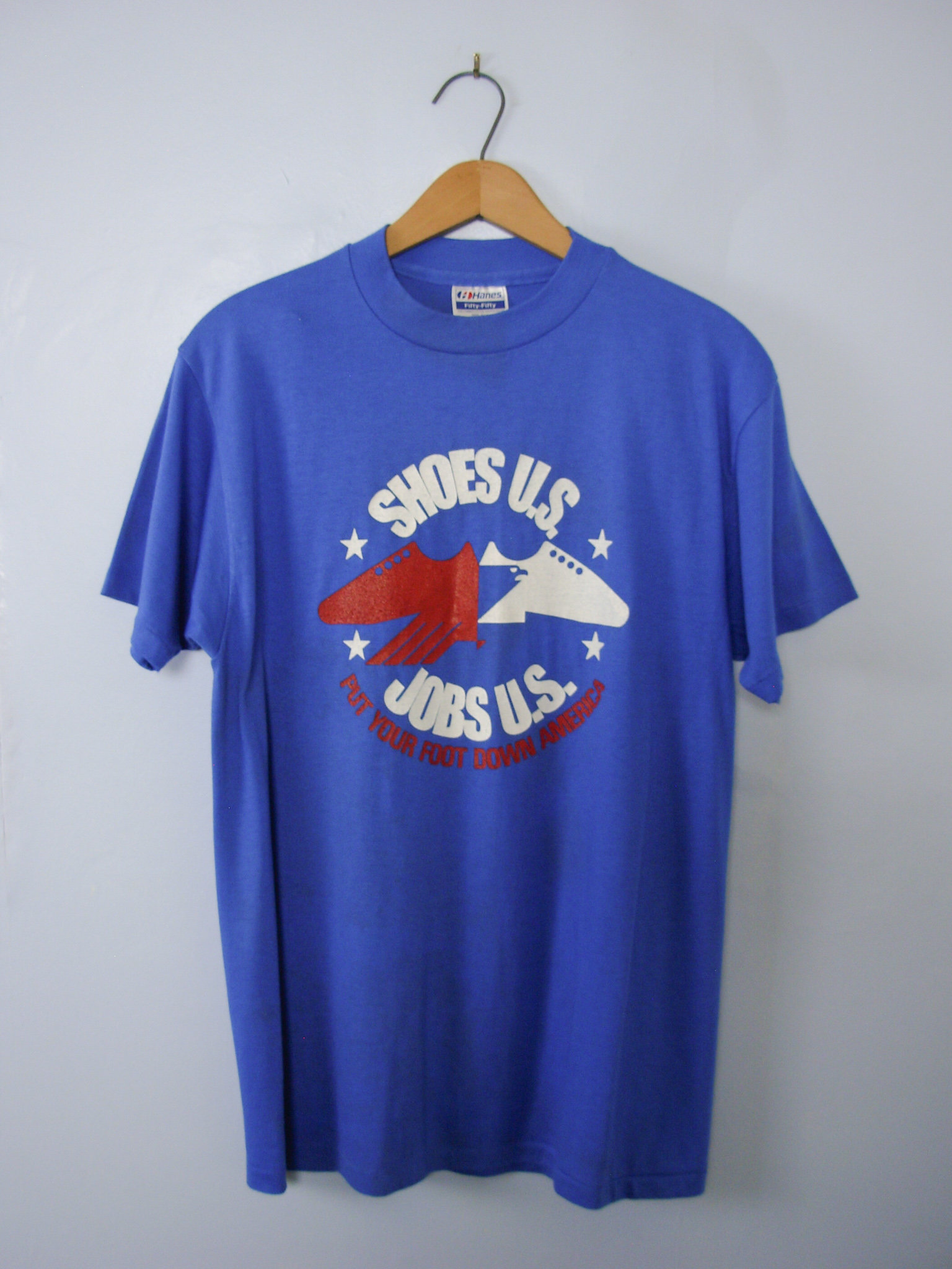 Vintage 80's USA jobs graphic tee shirt, men's size large