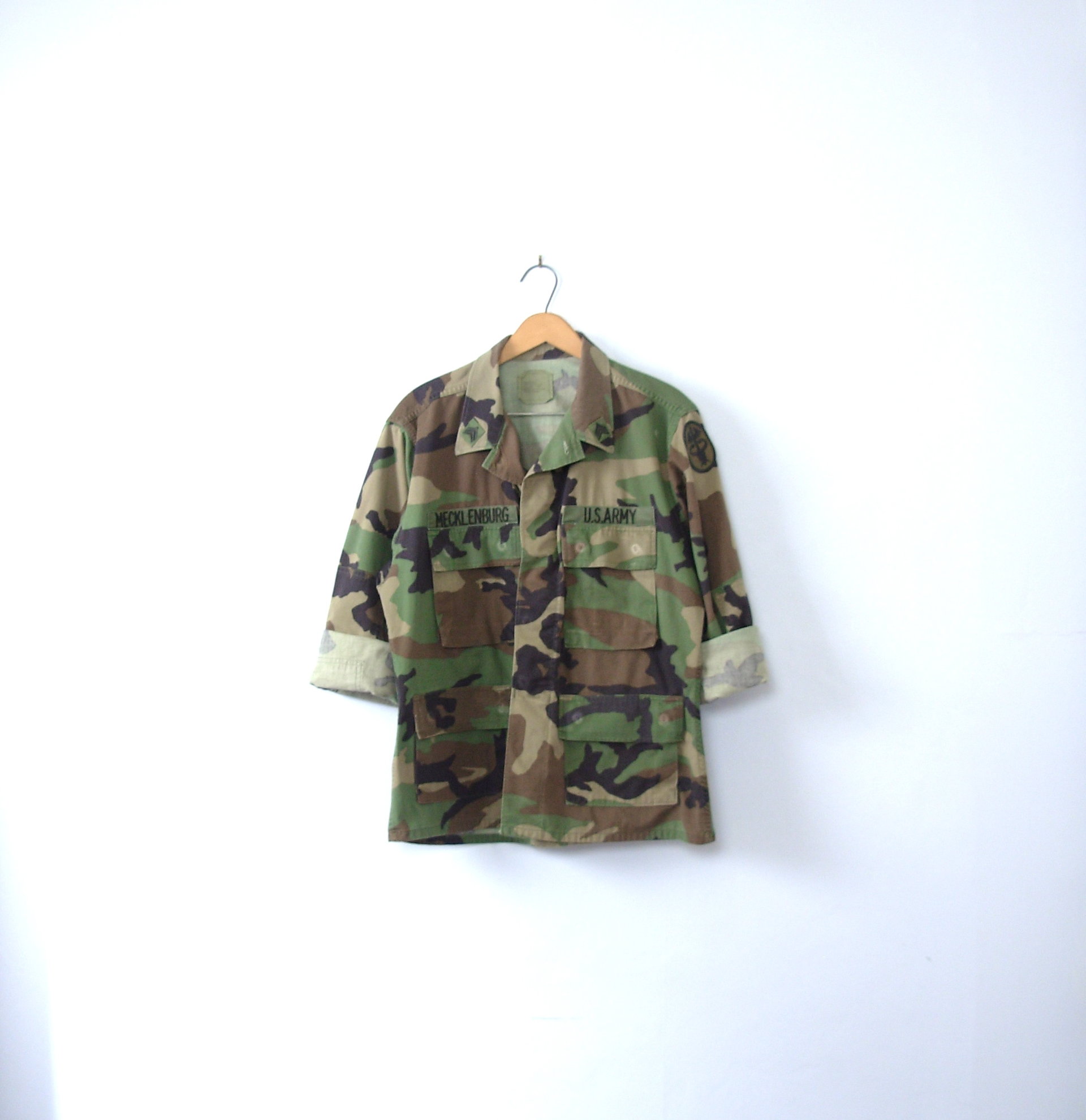 Vintage 90's camo jacket, army jacket, military camouflage fatigues, camo shirt, size medium - short