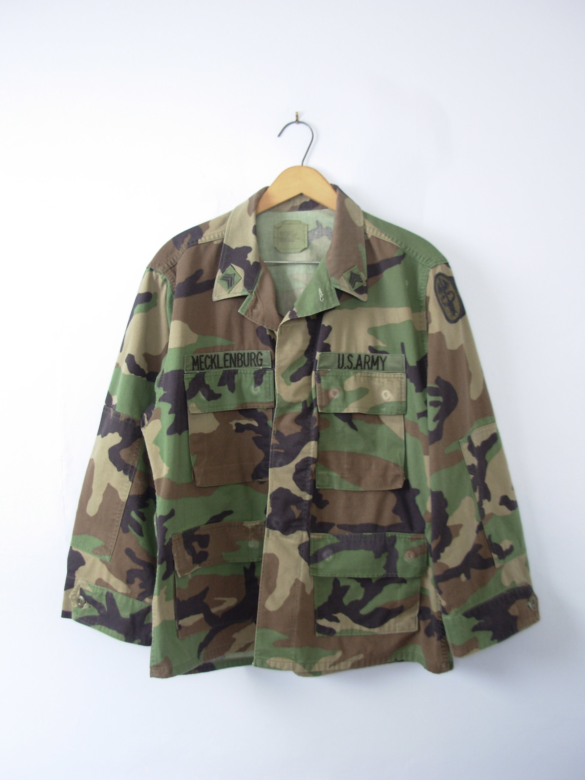 Vintage 90's camo jacket, army jacket, military camouflage fatigues, camo shirt, size medium - short