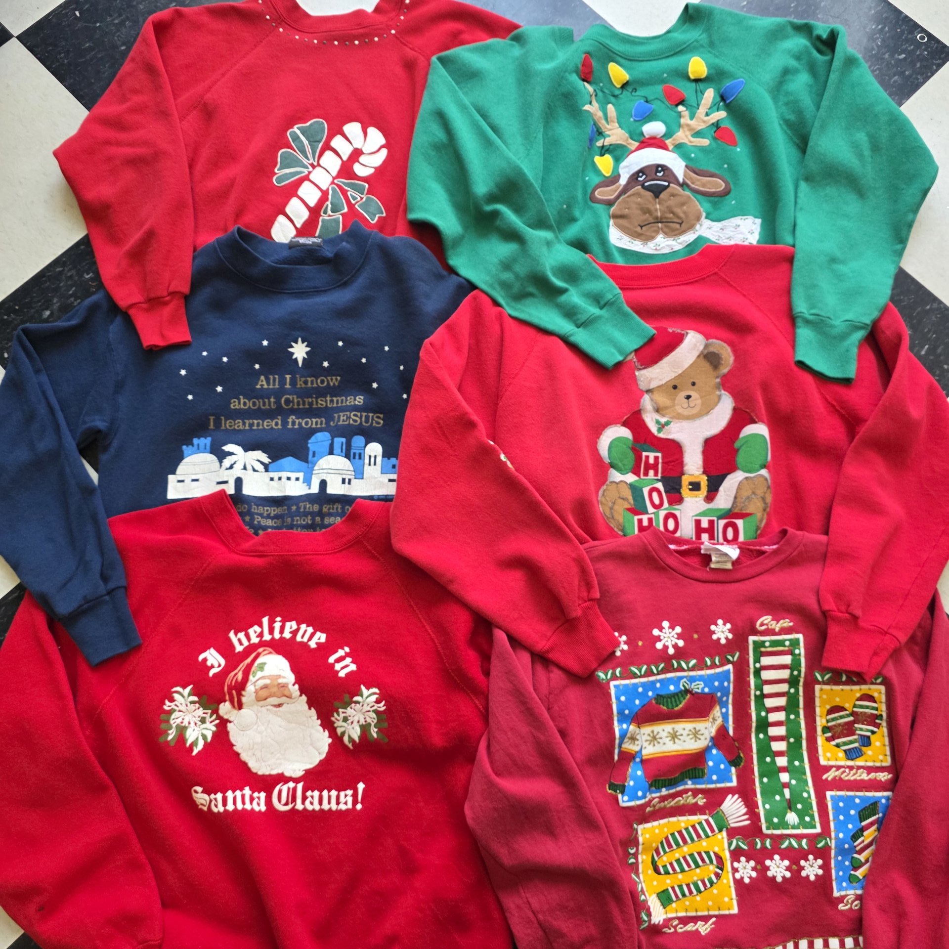 Ugly Christmas sweatshirts, sizes small and medium, choose one
