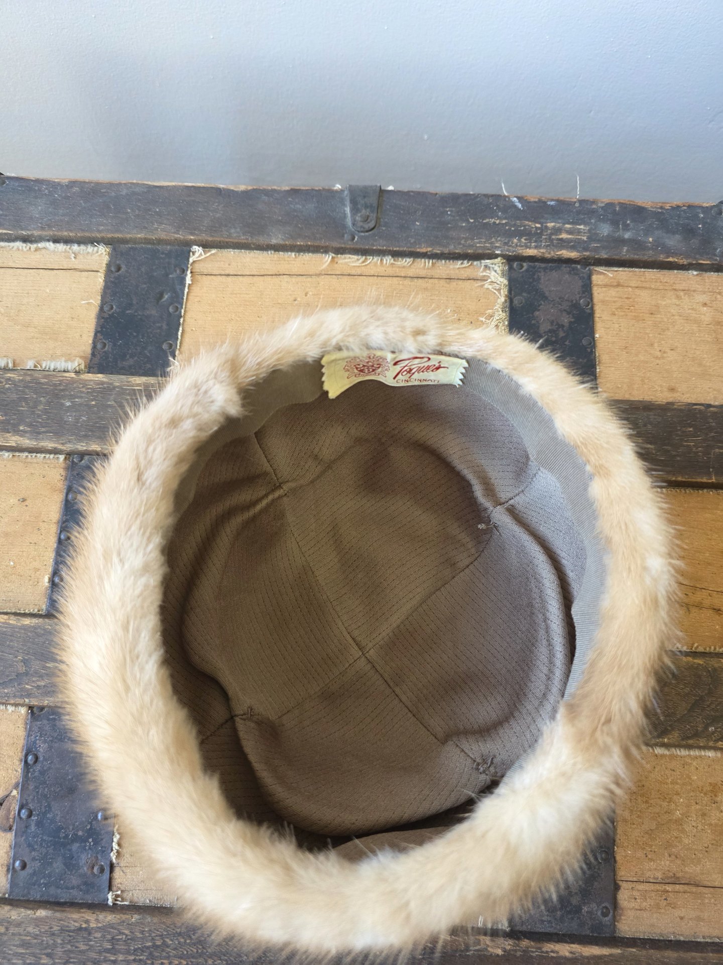 1950 Pogue's of Cincinnati mink fur pill box hat