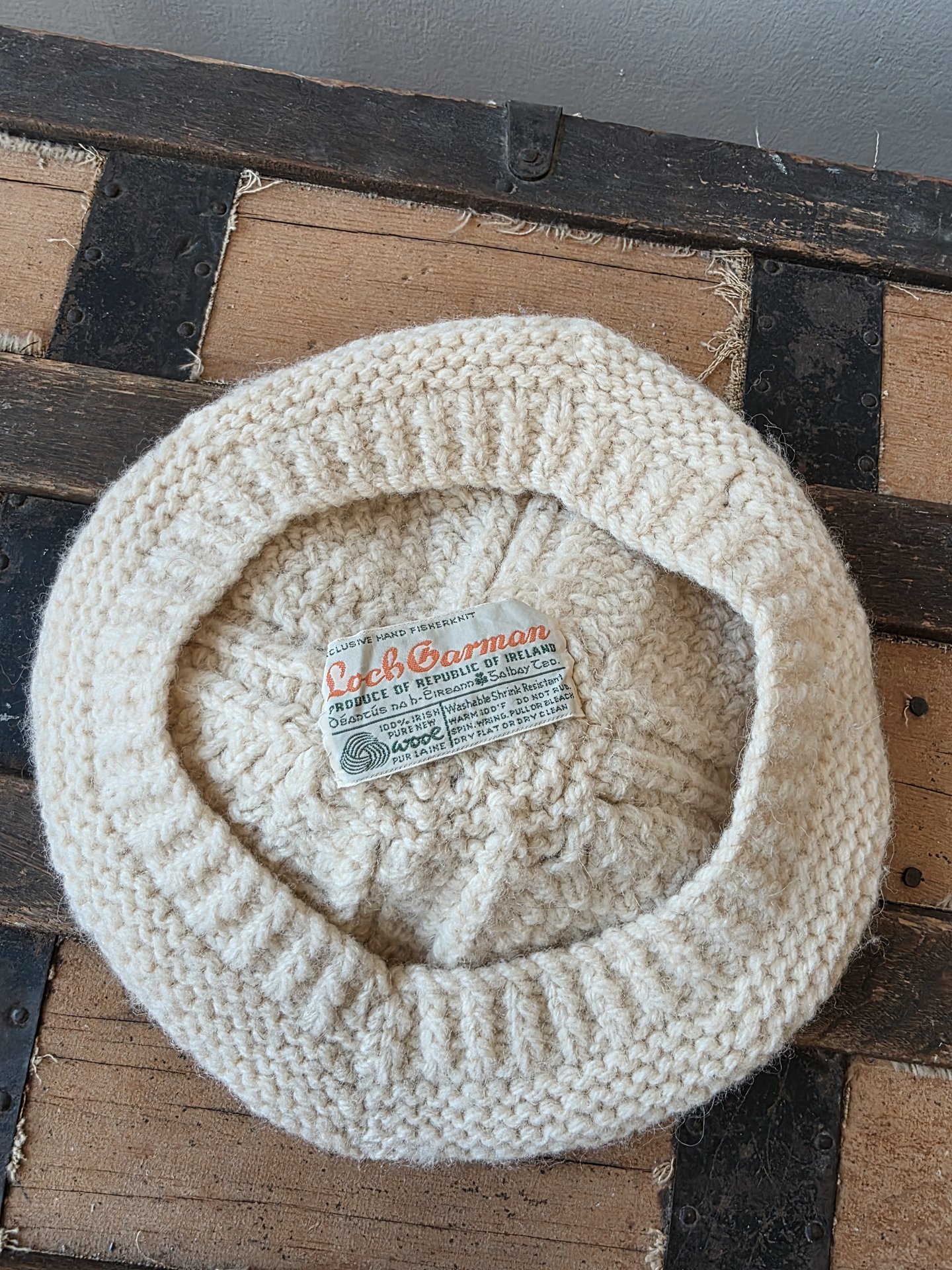 1960 Loch Garman Irish ecru wool beret