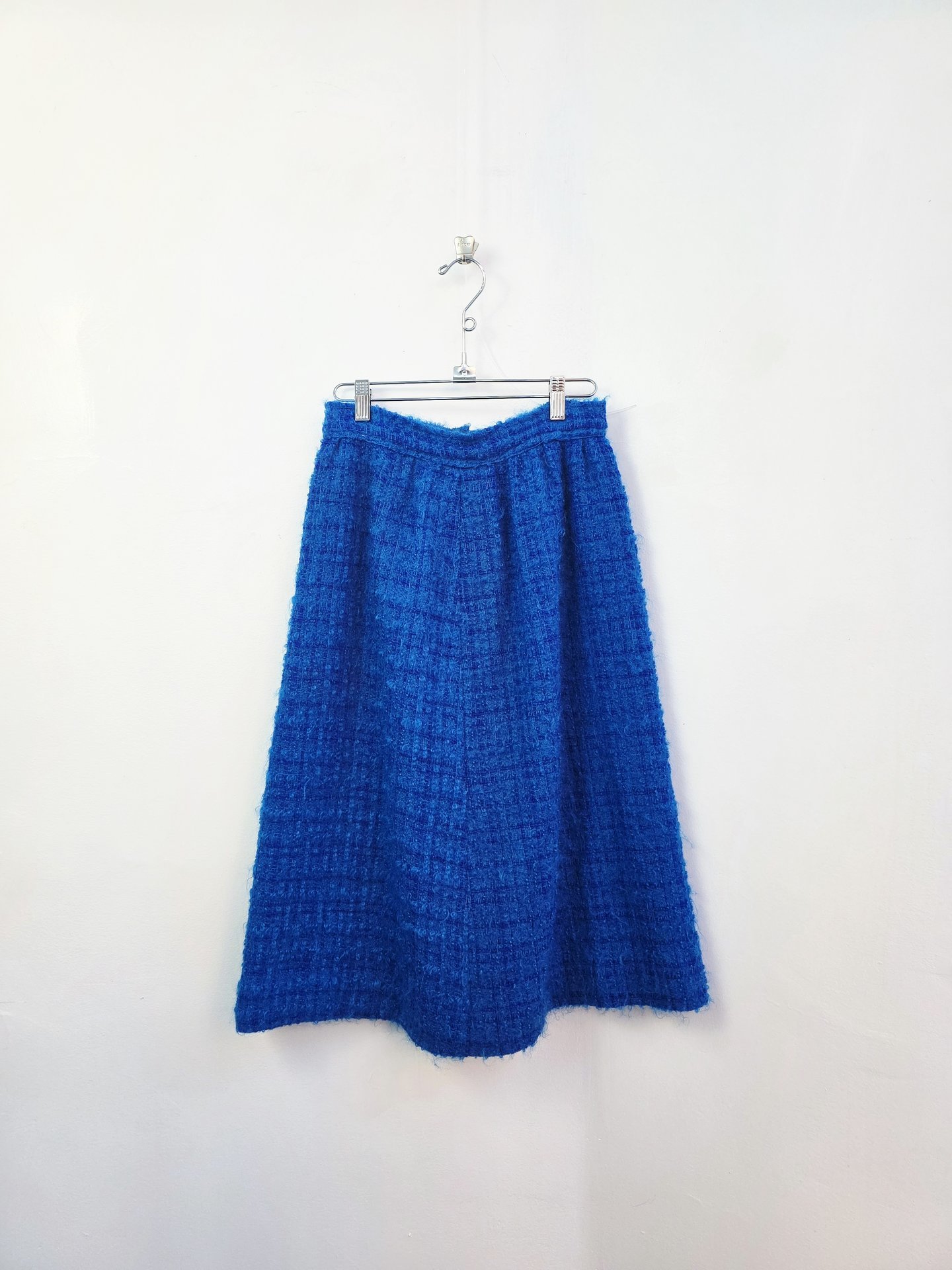 1960 blue faux mohair midi skirt, small