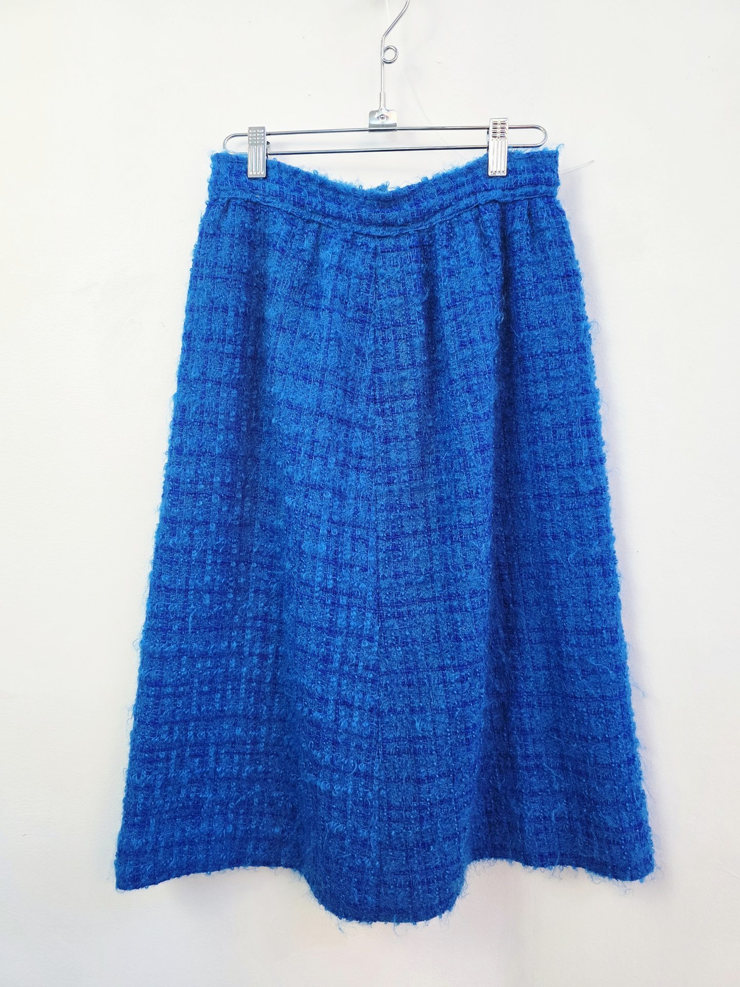 1960 blue faux mohair midi skirt, small
