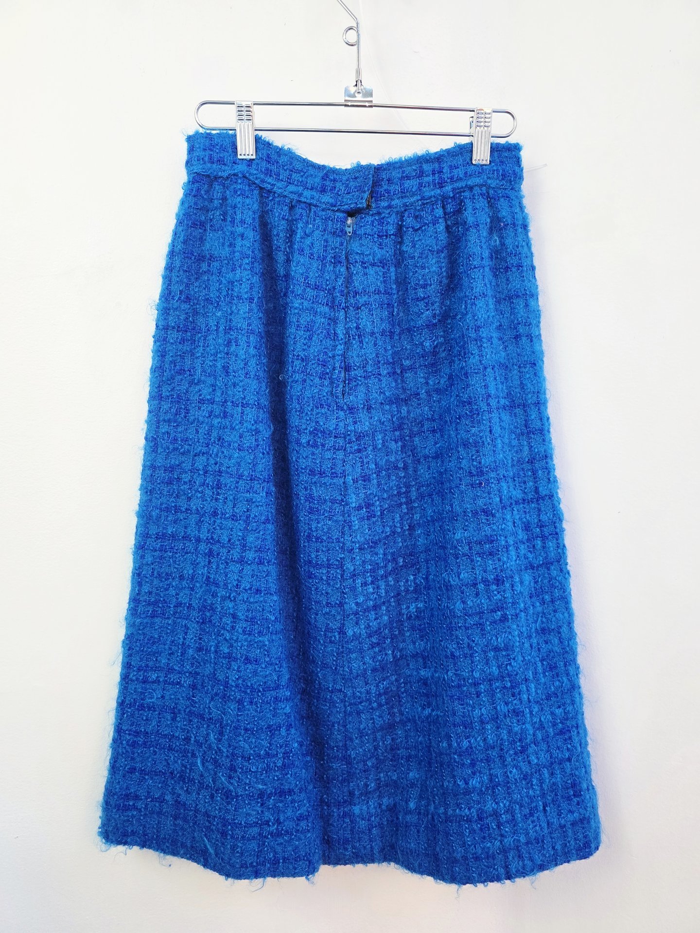 1960 blue faux mohair midi skirt, small