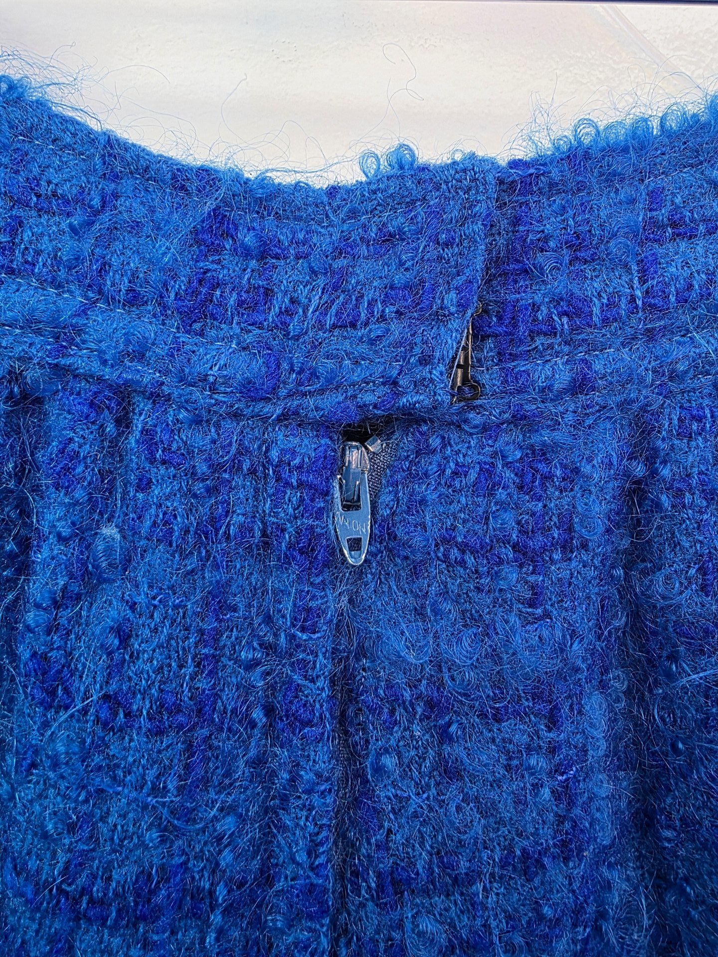 1960 blue faux mohair midi skirt, small