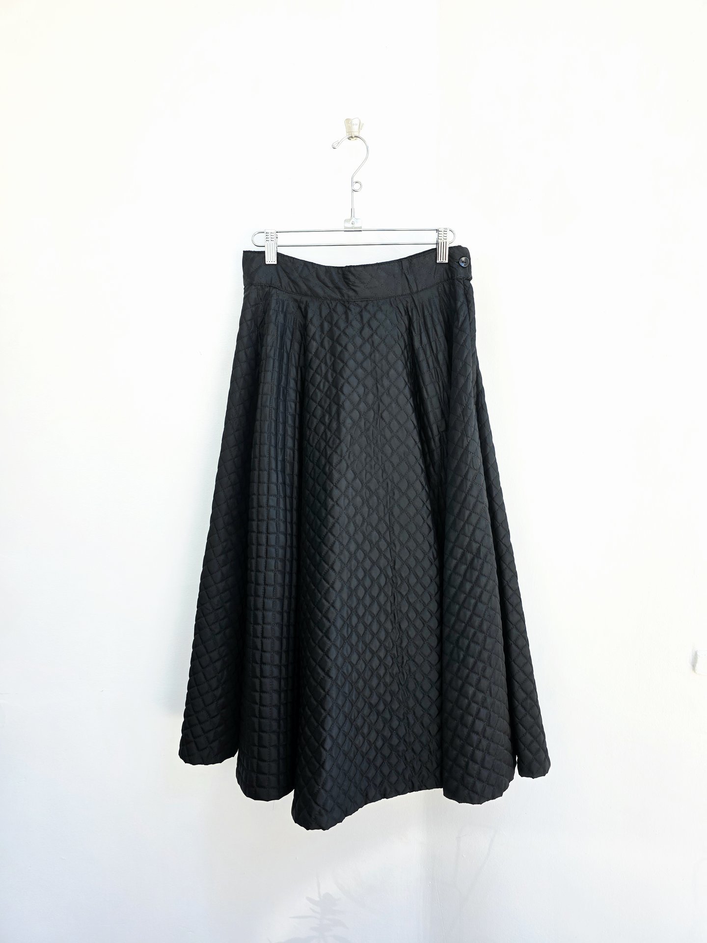 1950 black quilted circle skirt, small medium