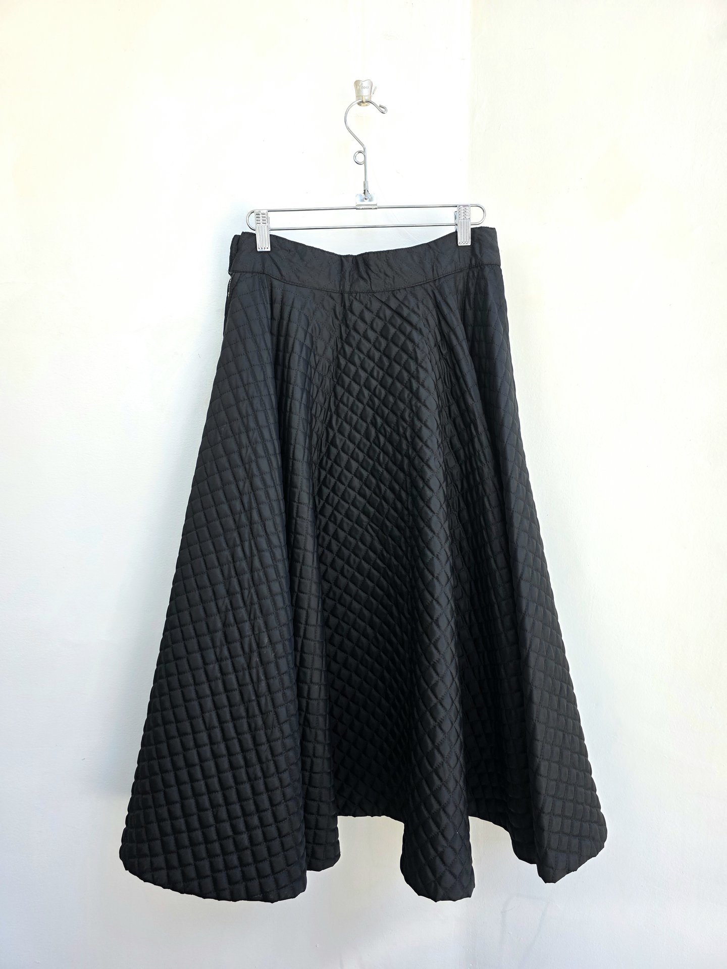 1950 black quilted circle skirt, small medium