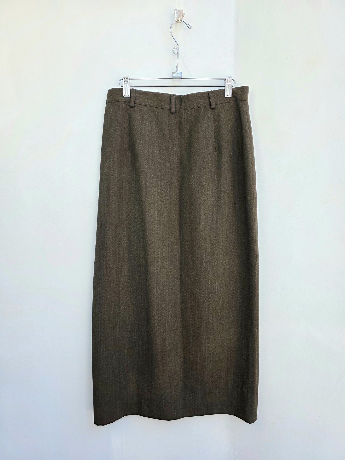 1990 Ralph Lauren brown wool long wrap skirt, medium 8