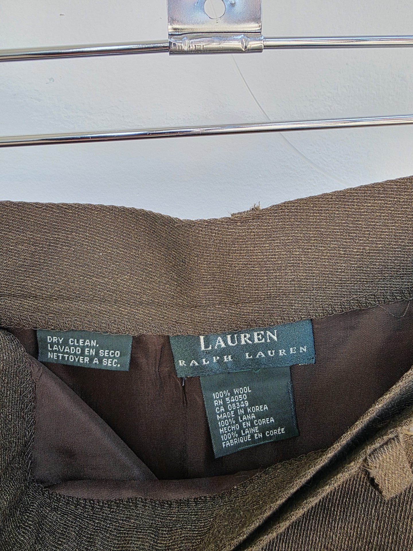 1990 Ralph Lauren brown wool long wrap skirt, medium 8