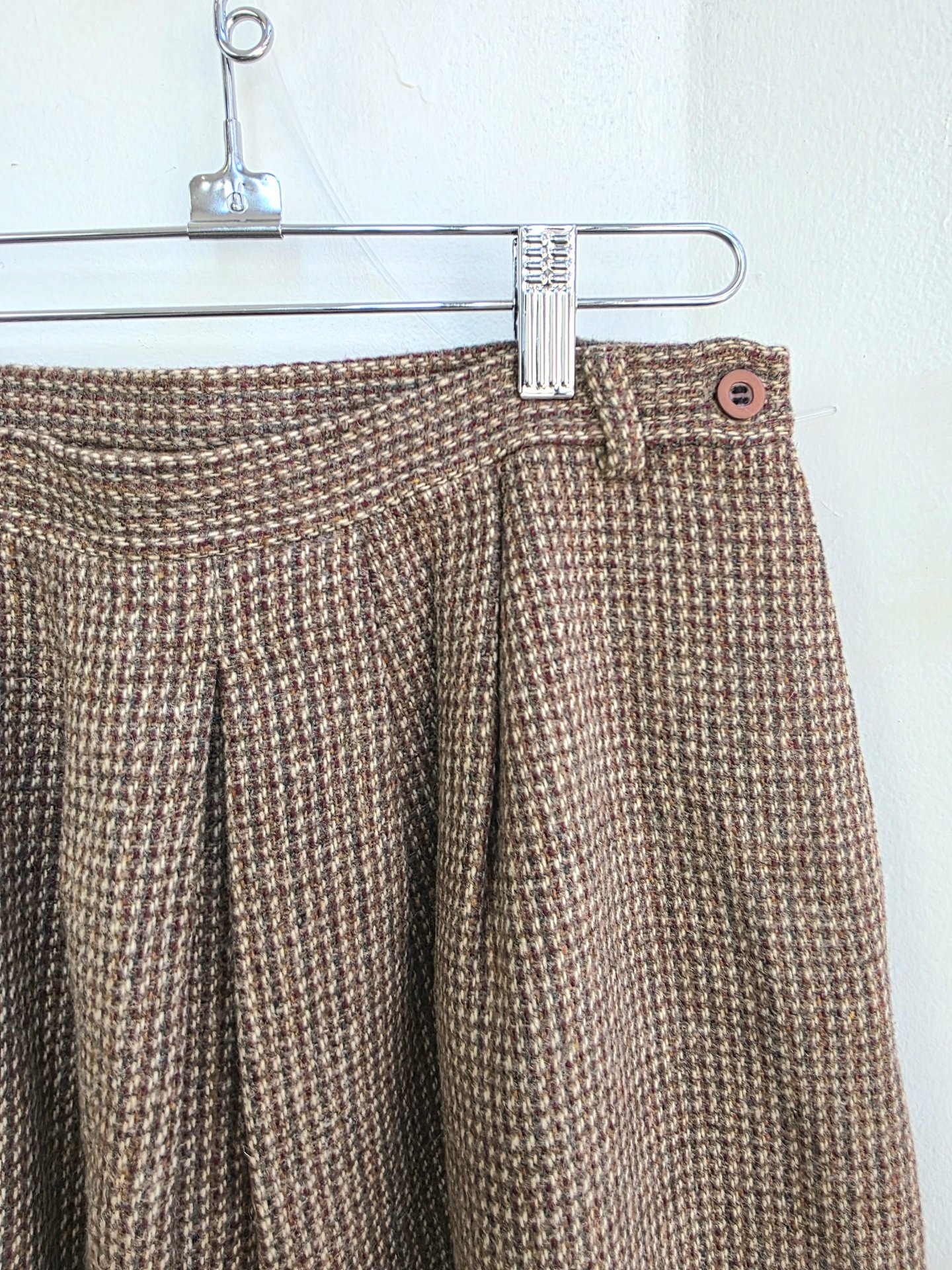 1970 Nell Flowers brown tweed wool skirt, medium 10