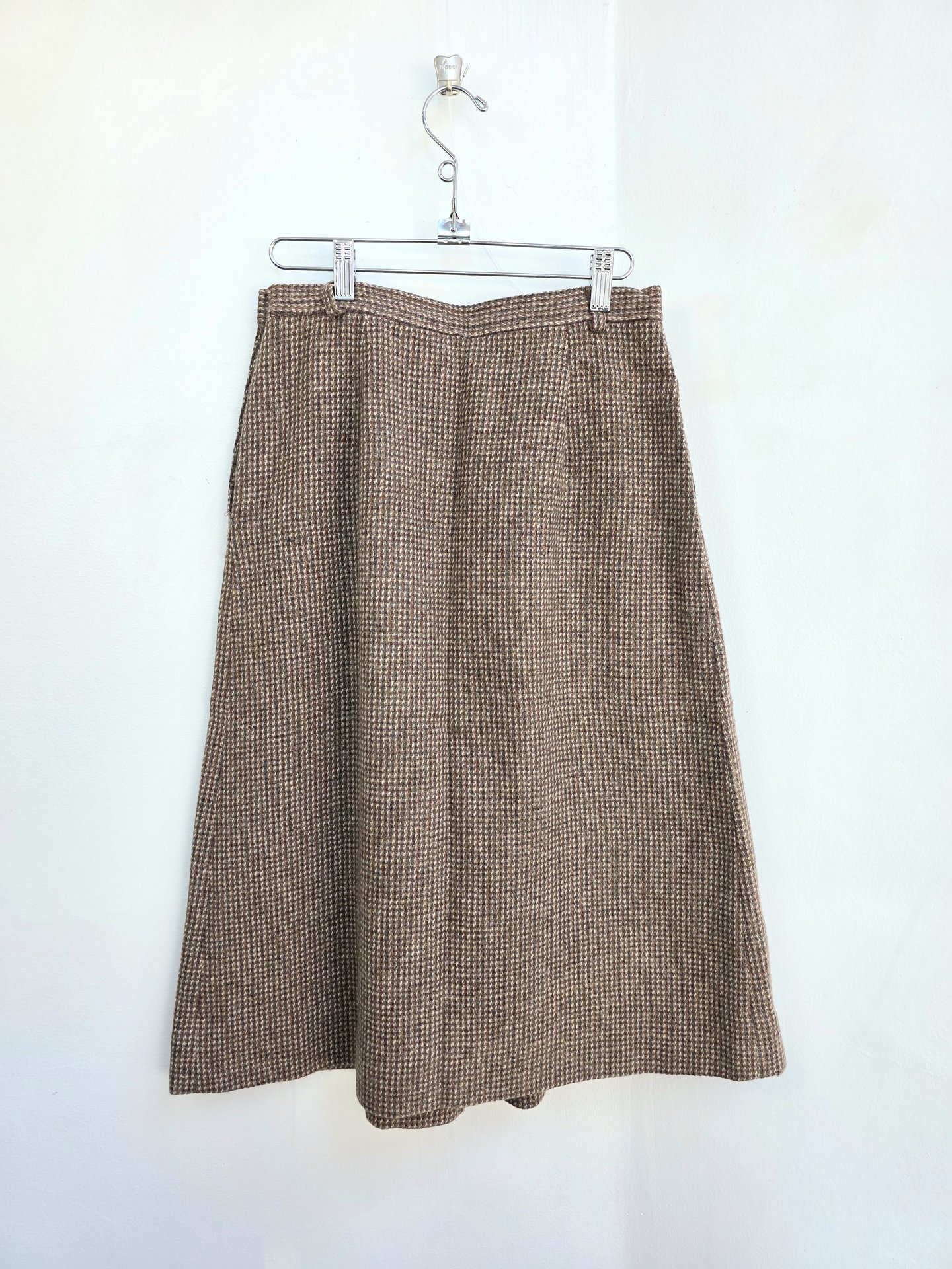 1970 Nell Flowers brown tweed wool skirt, medium 10