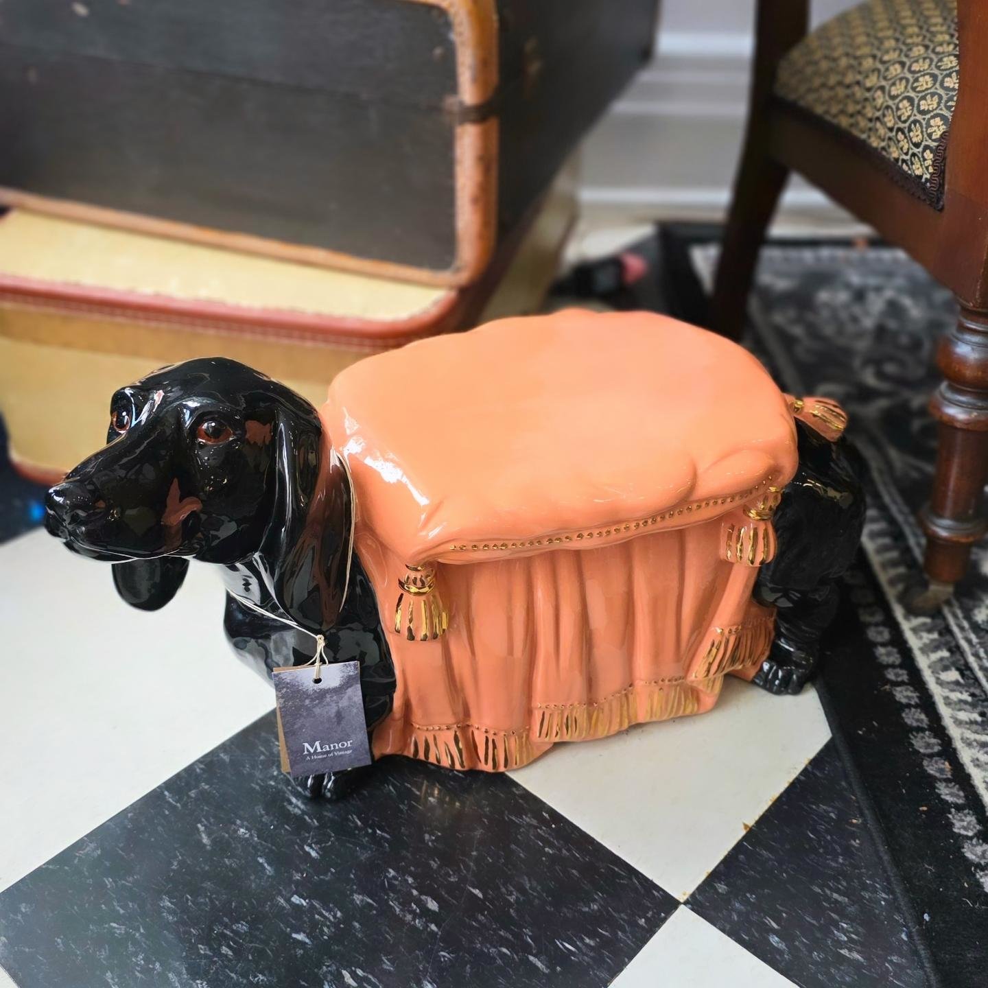 1970 ceramic dachshund foot stool - ON HOLD