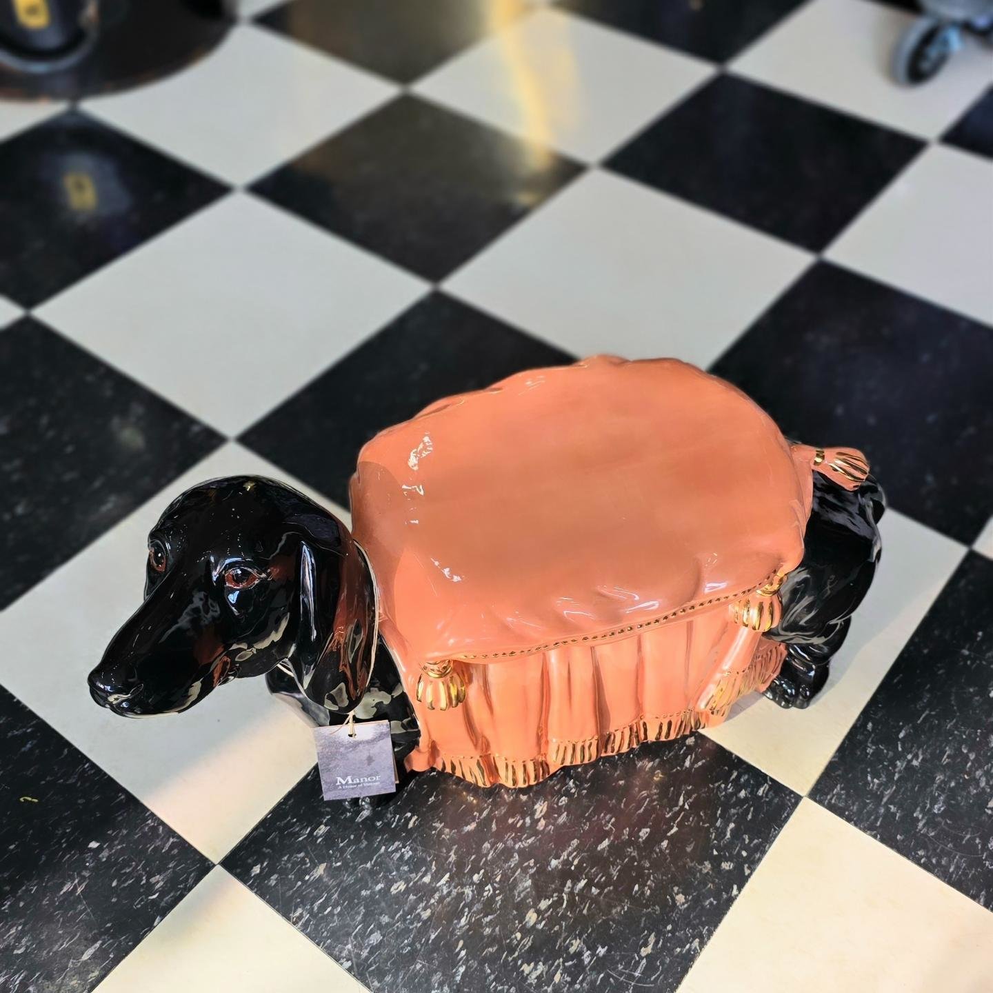 1970 ceramic dachshund foot stool - ON HOLD