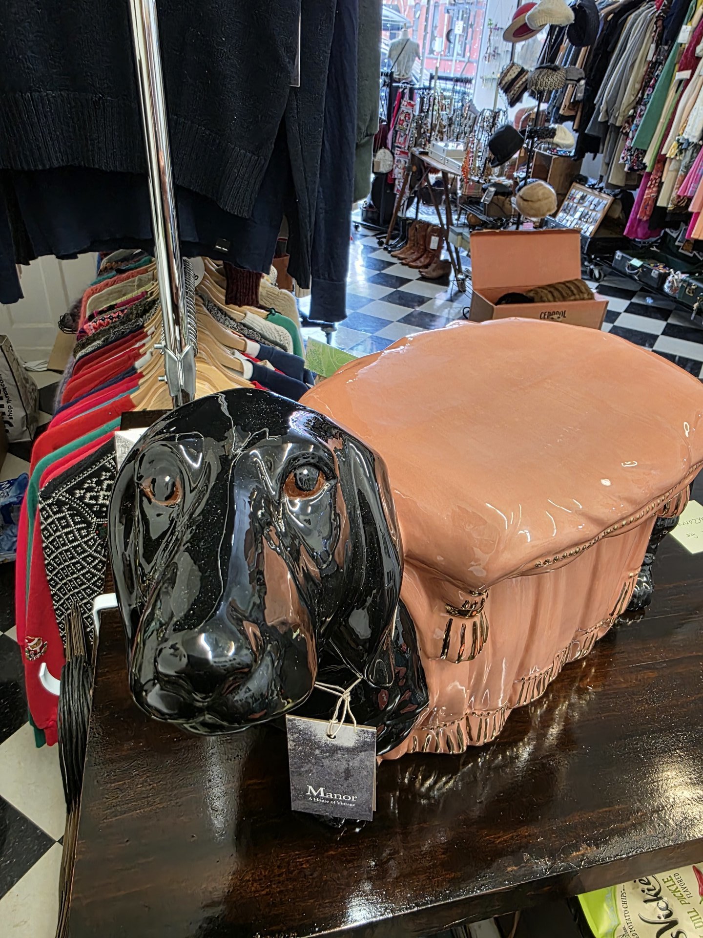 1970 ceramic dachshund foot stool - ON HOLD