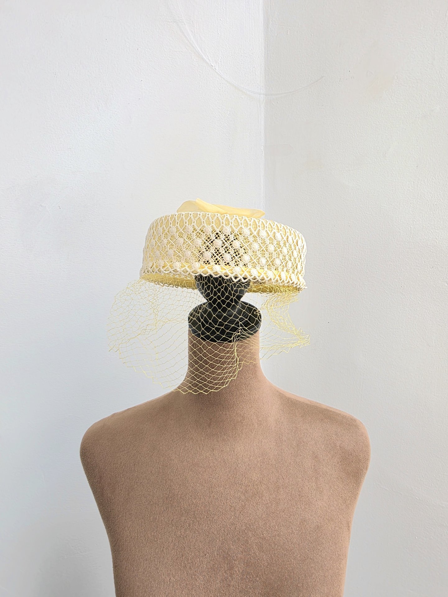 1960 Mr. John Capric pale yellow pill box hat