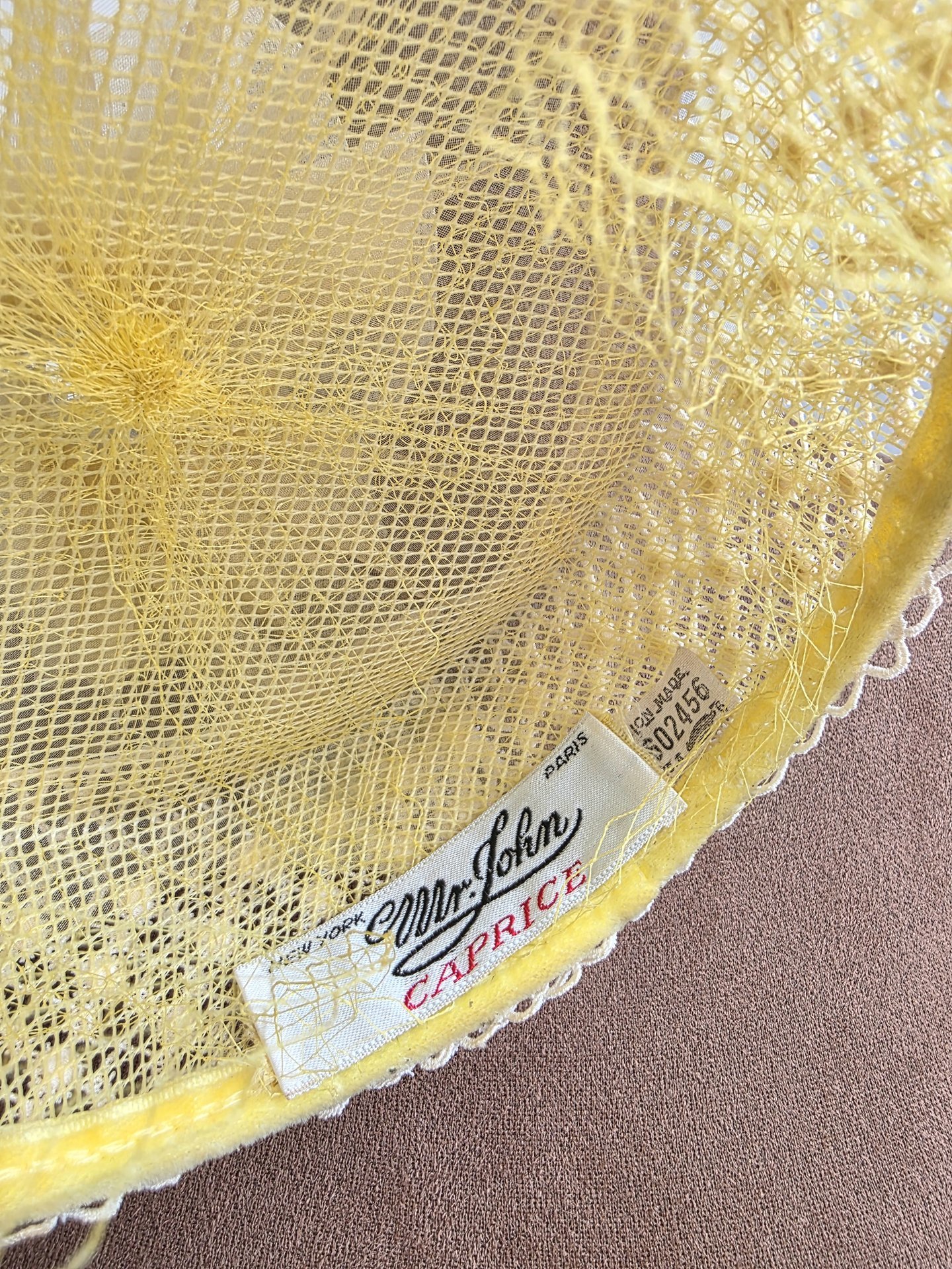 1960 Mr. John Capric pale yellow pill box hat